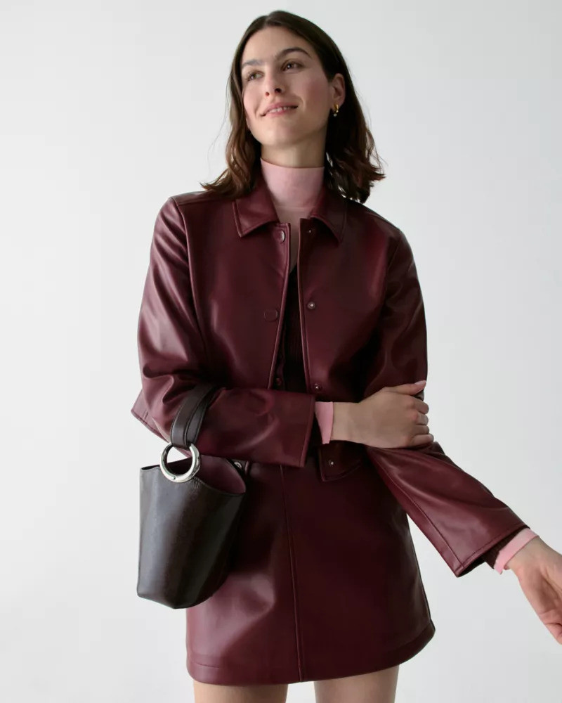 kate spade Halo Glazed Leather Mini Bucket Bag outlook