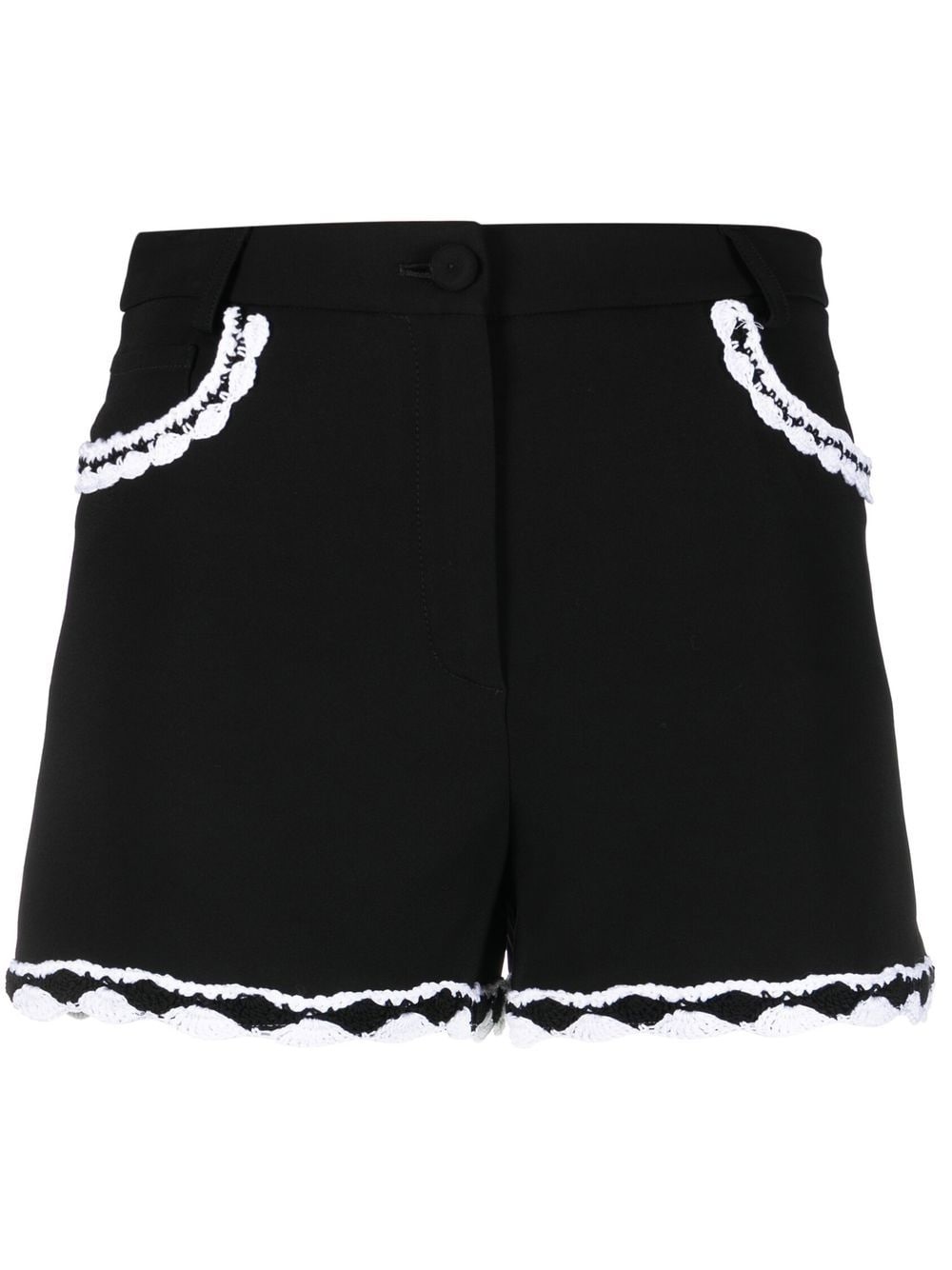 high-waisted lace-trim shorts - 1
