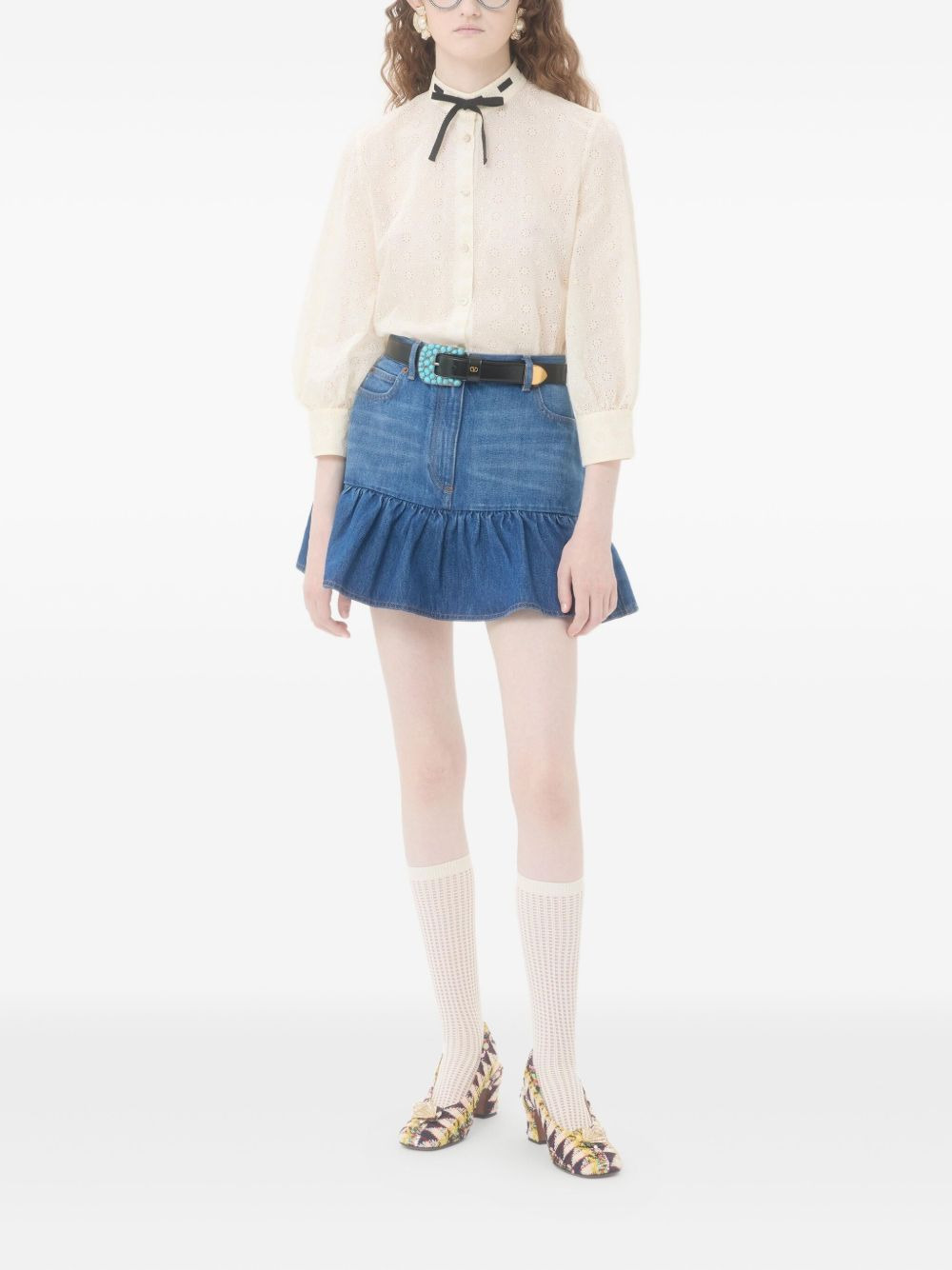 ruffled denim skirt - 2