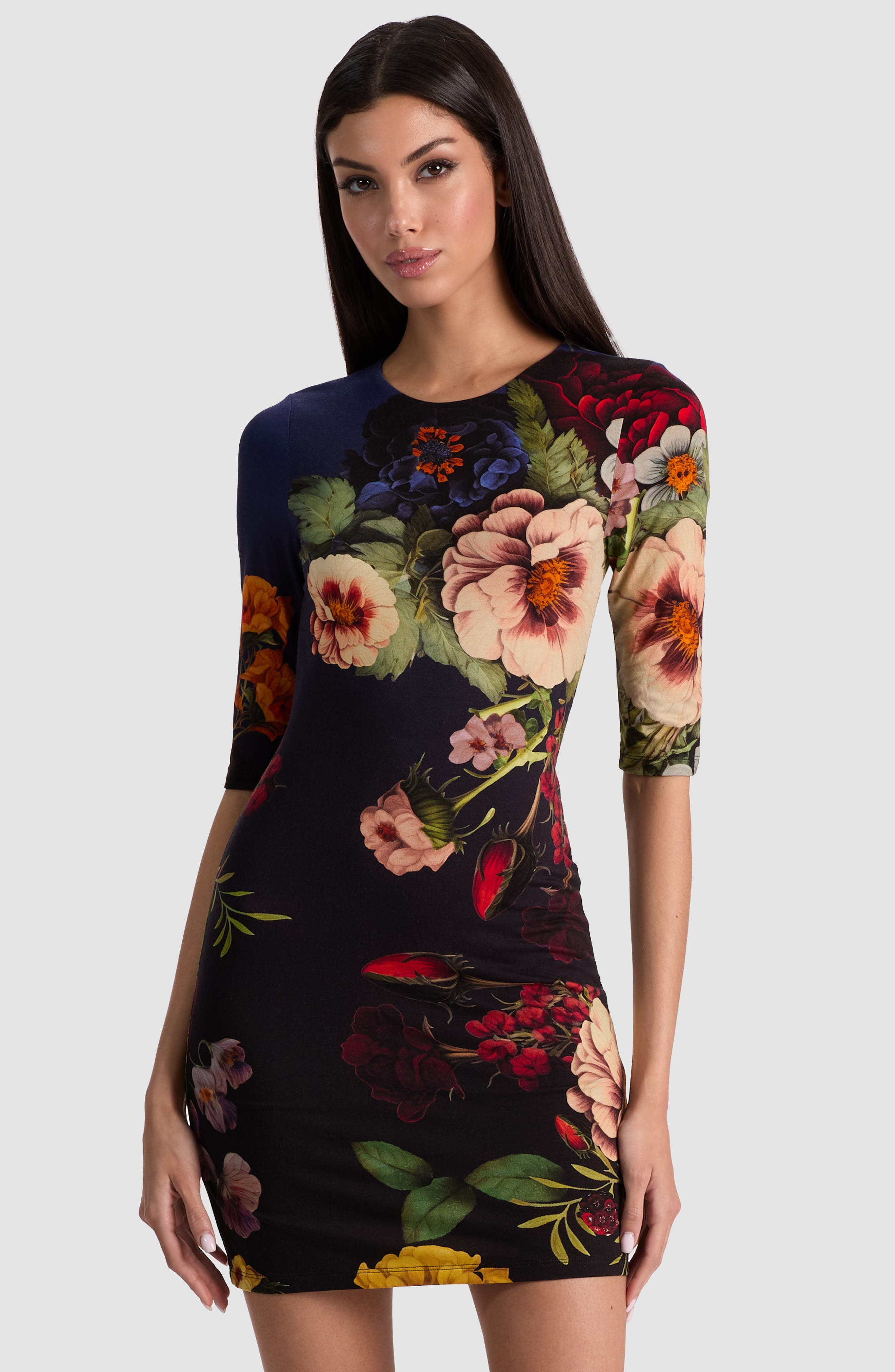 Alice + Olivia Delora Long Sleeve Minidress in Magic Garden Gradient at Nordstrom - 4