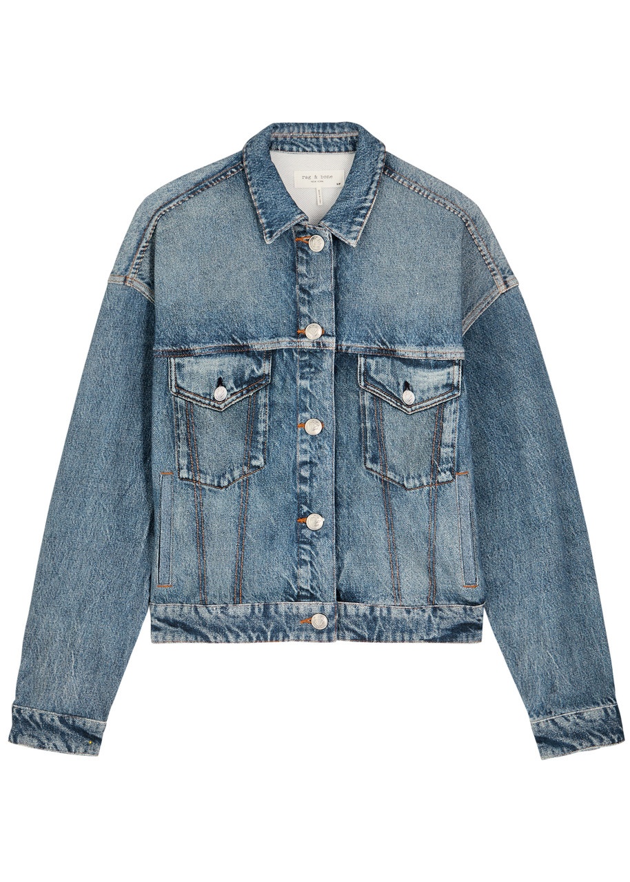 Rag & Bone Miramar Trucker Denim-print Terry Jacket - 1