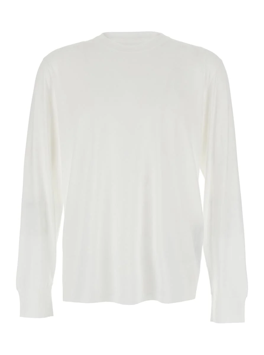 Tom Ford White Crewneck T-Shirt With Long Sleeves In Cotton Blend Man - 1
