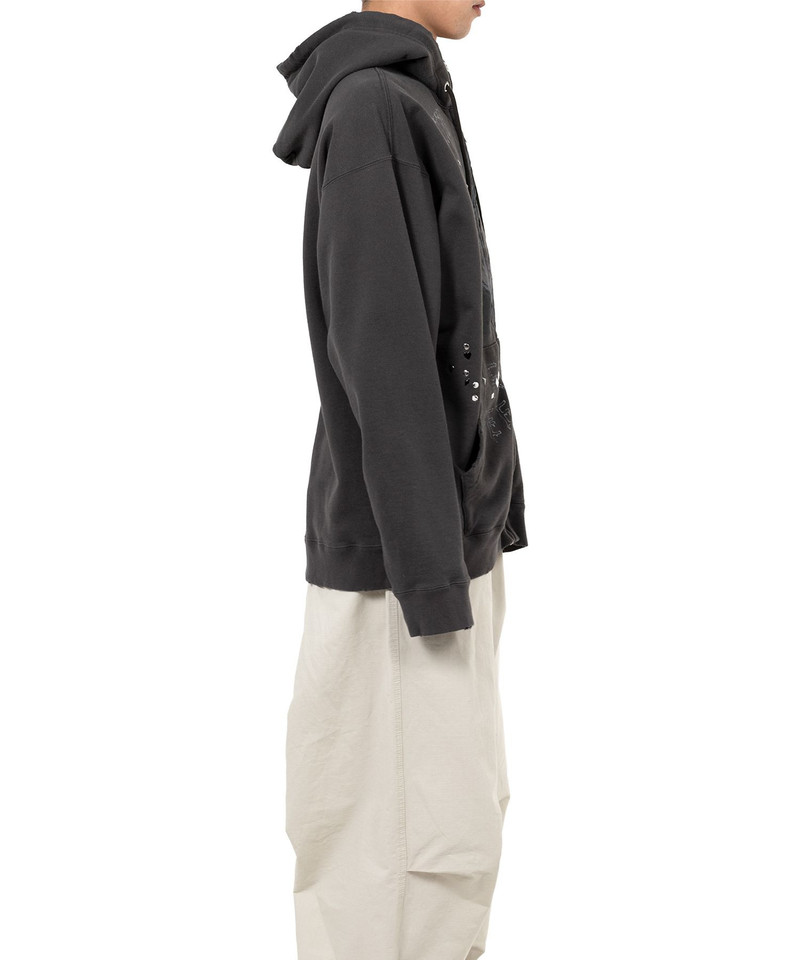 Animal Printed Embellished Distressed Zip-up Hoodie 12