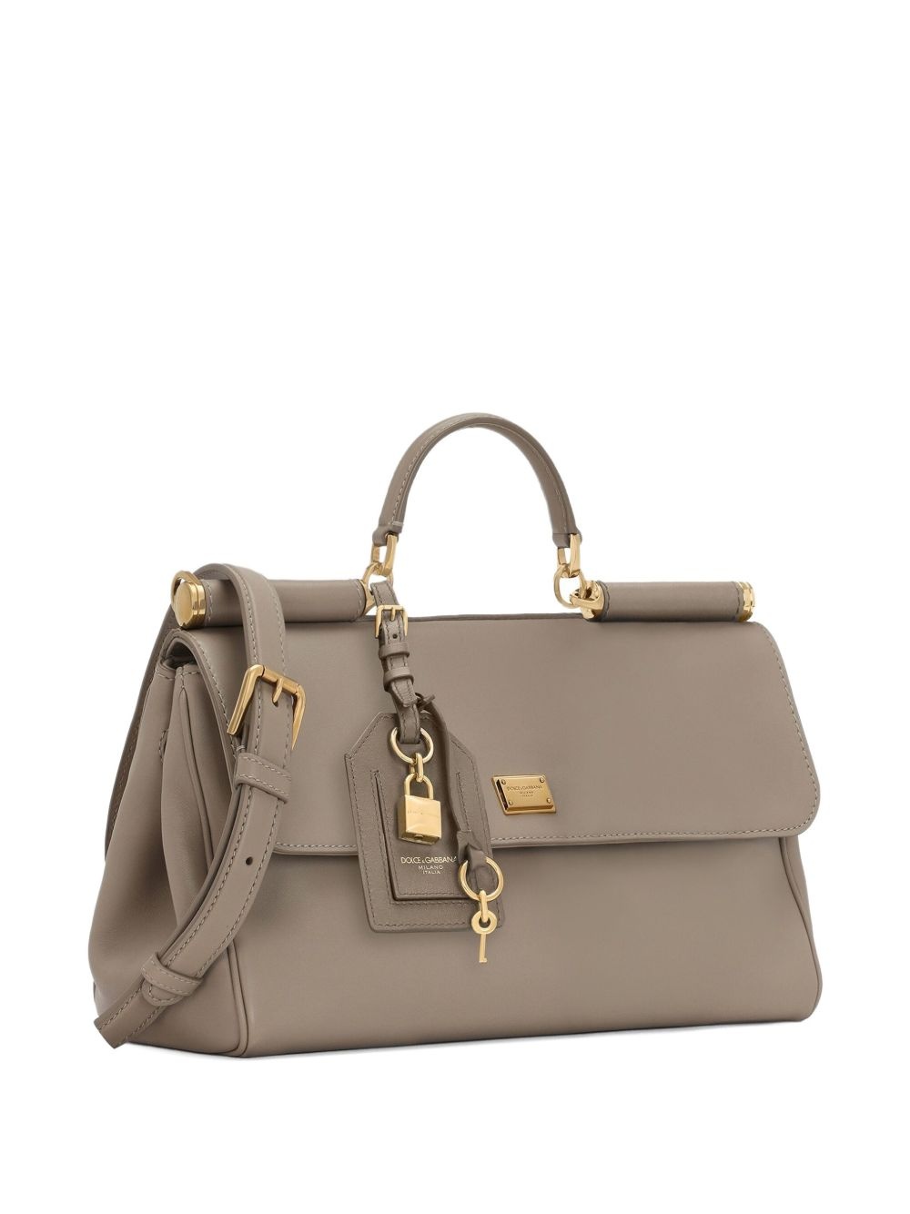 Sicily lock-charm leather tote bag - 3