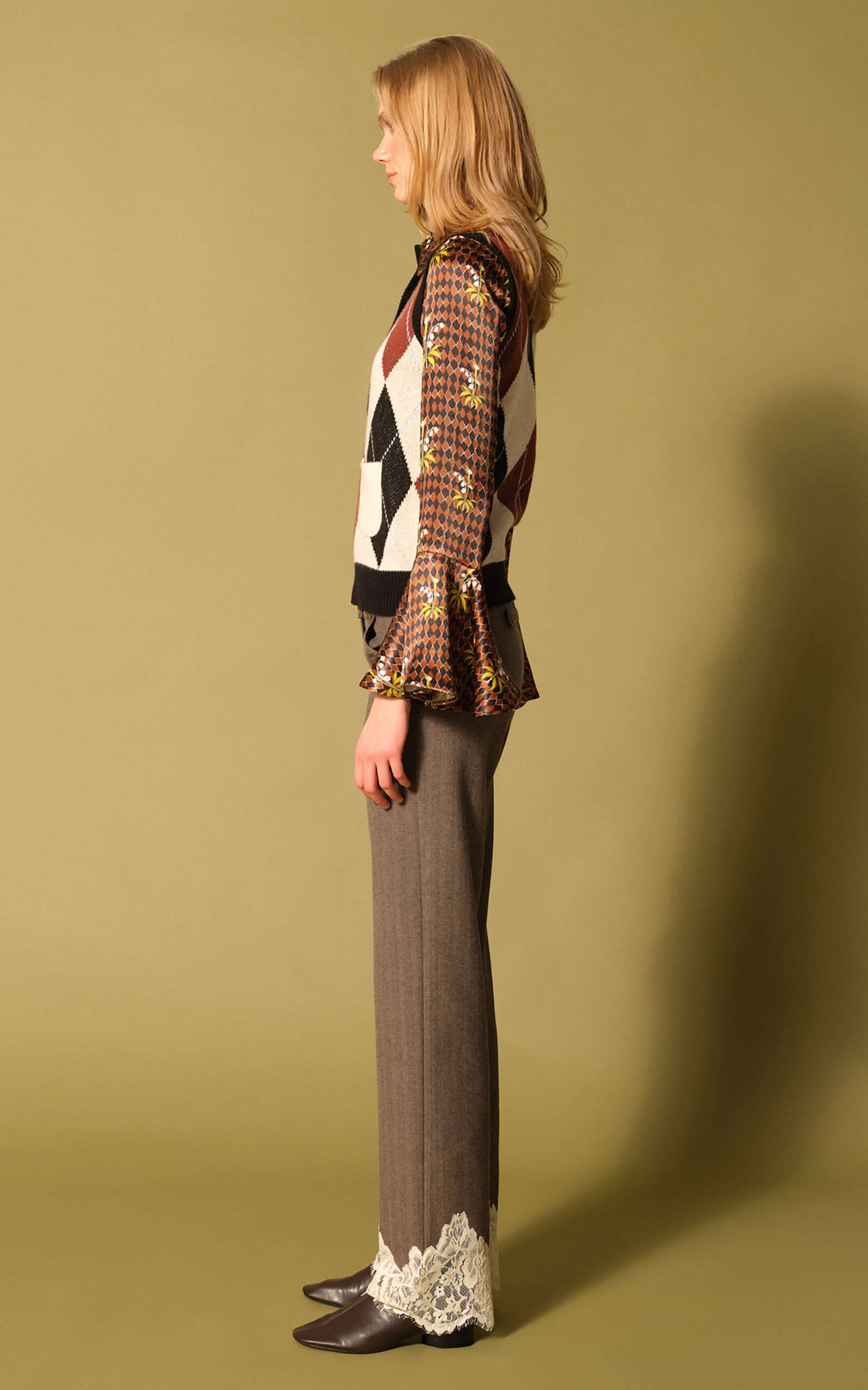 Vivienne Lace-Trimmed Wool-Blend Straight-Leg Pants multi - 3
