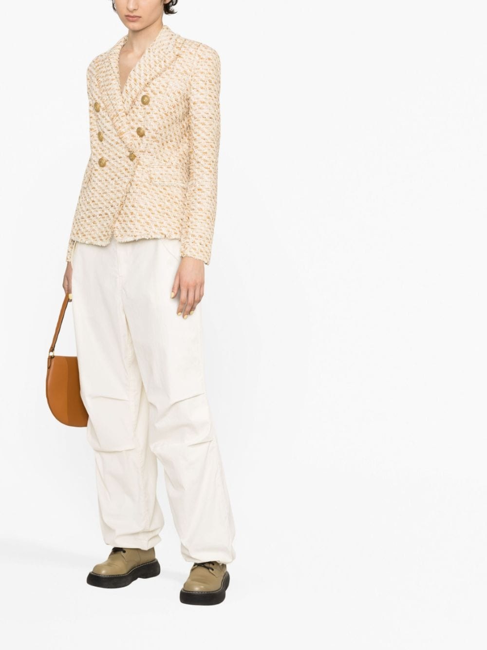 double-breasted tweed blazer - 2