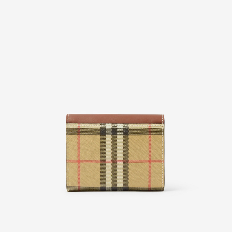 Vintage Check and Leather Small Folding Wallet 3