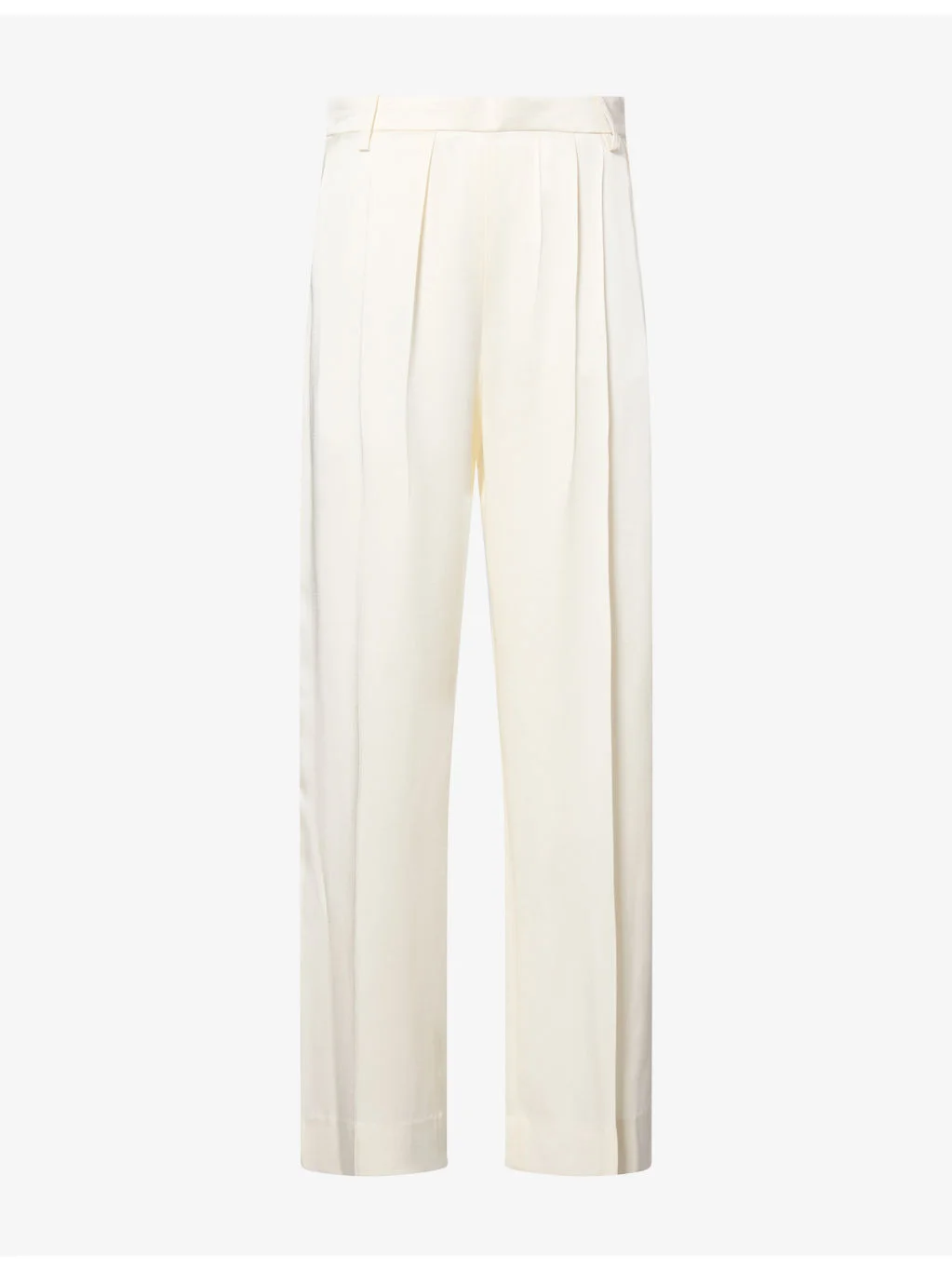 Relaxed Curved-Leg Crepe-Back Satin Trousers - 1
