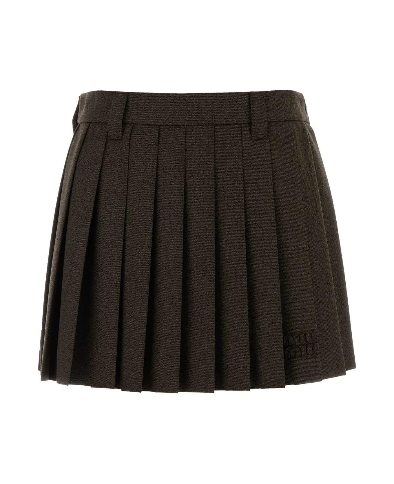 Chocolate Wool Mini Skirt - 1