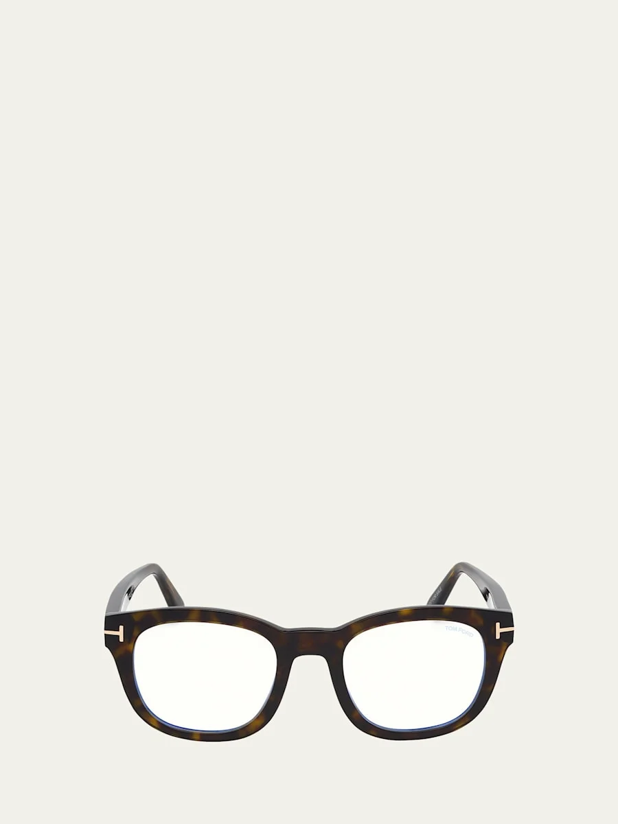 Men's Square Havana Acetate Optical Glasses - 1