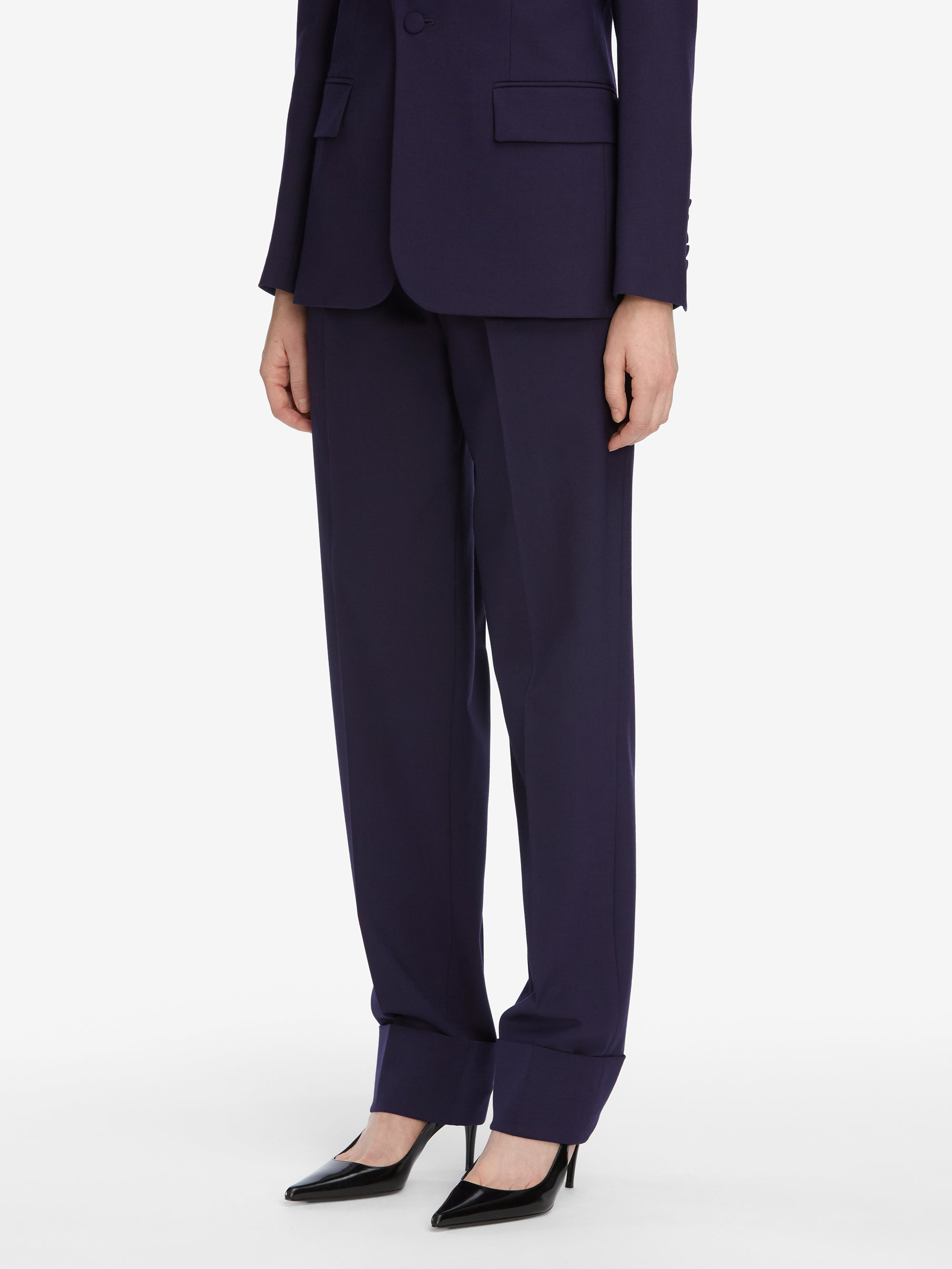 The Cuffed Pleated Trouser in Royal Purple - 5