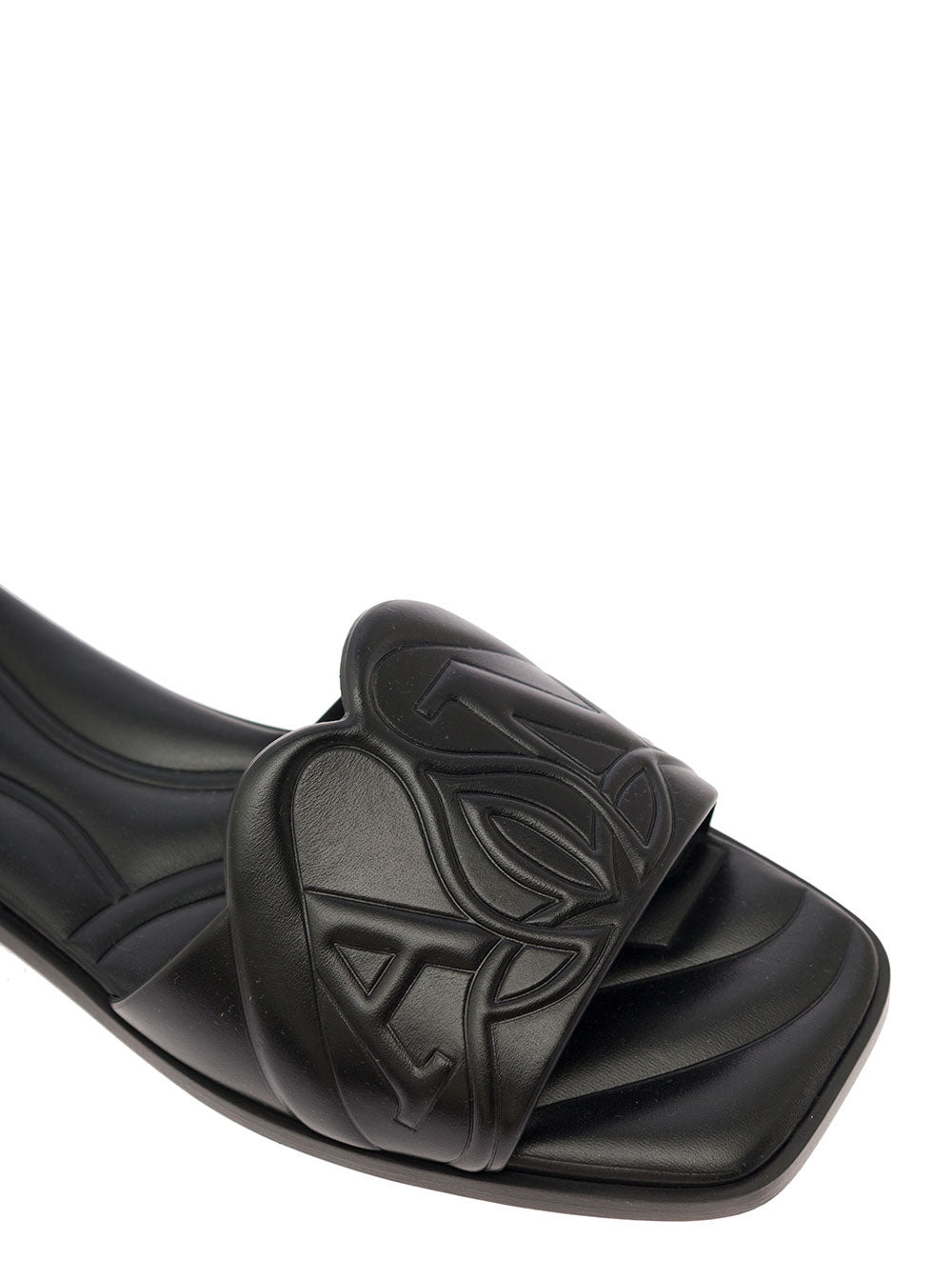 Alexander Mcqueen Women Black Quilted Sandals With Logo Motif In Leather Woman - 4
