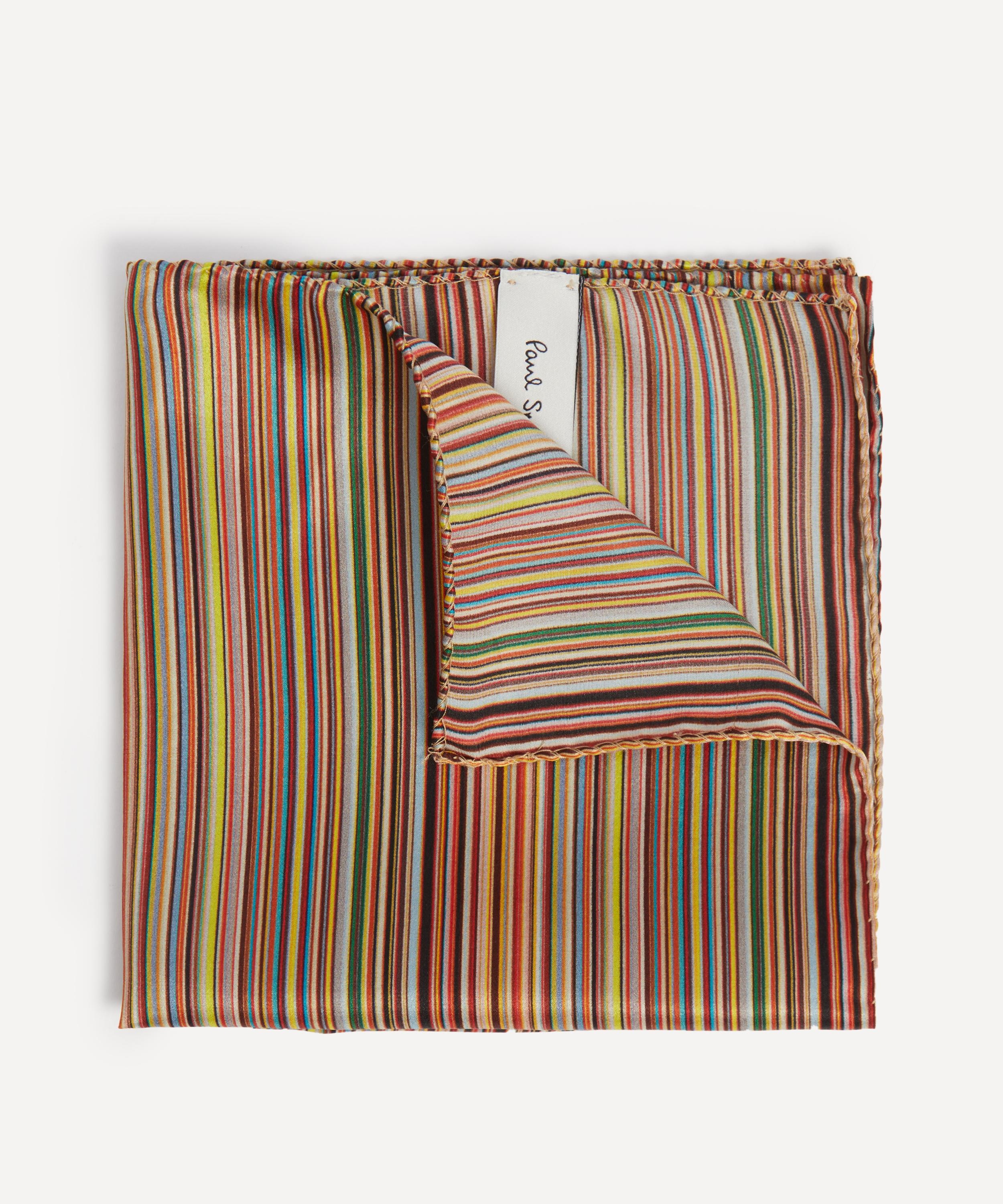 Signature Stripe Silk Pocket Square - 1