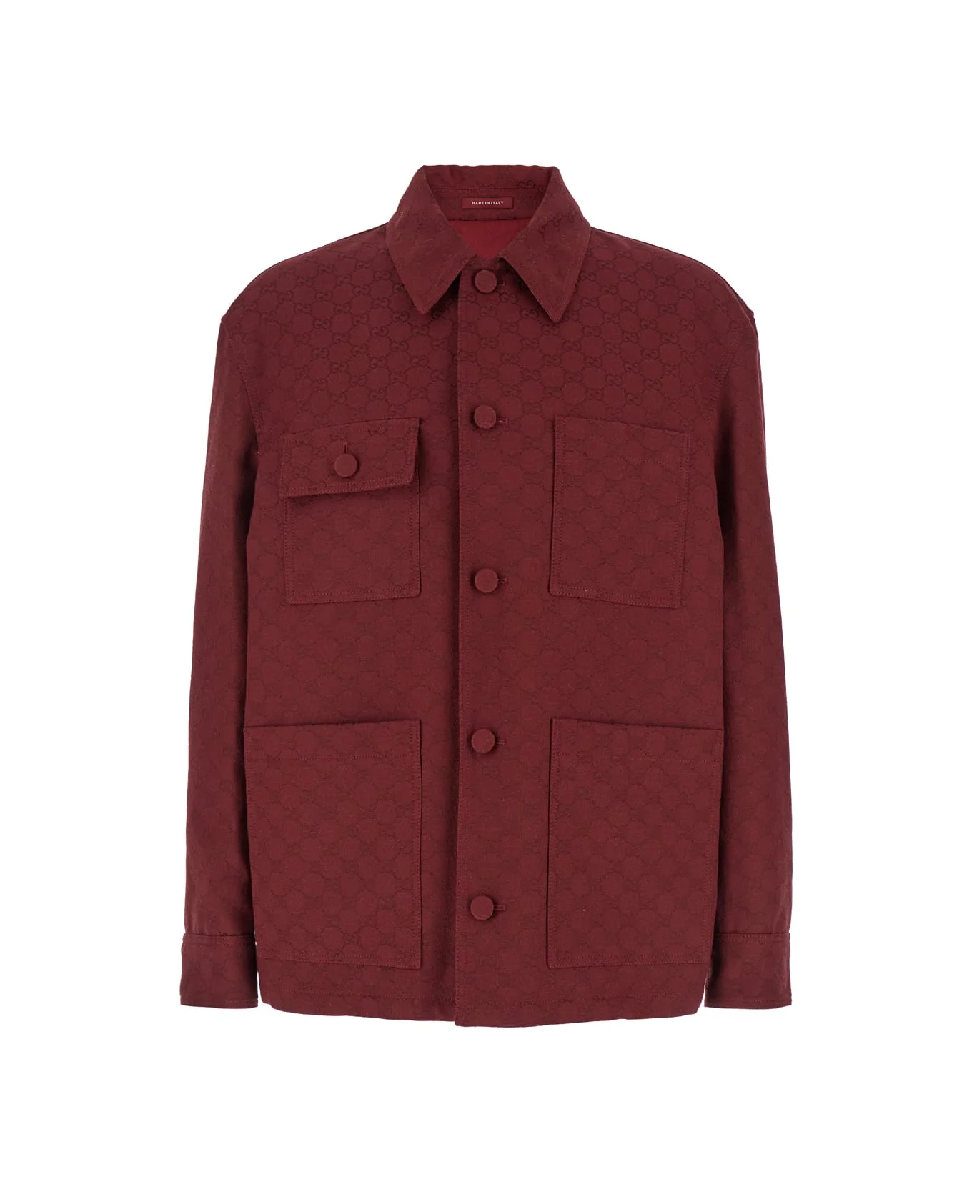 Bordeaux Jacket With All-over Gg Motif In Cotton Blend Man - 1