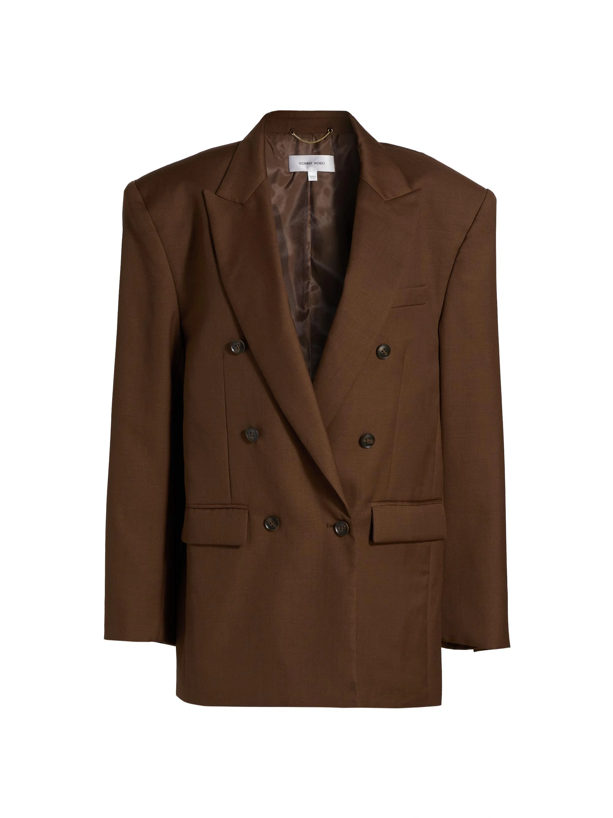 Women's 1988 Double-Breasted Wool-Blend Blazer - Chocolate Brown - 1