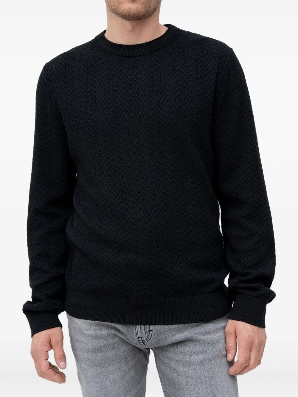 textured crew-neck sweater - 1
