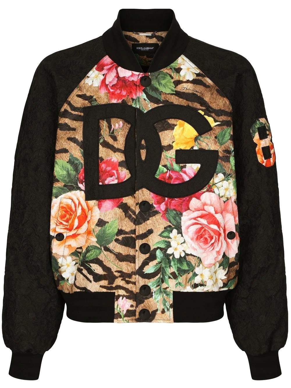 mixed-pattern jacquard bomber jacket - 1