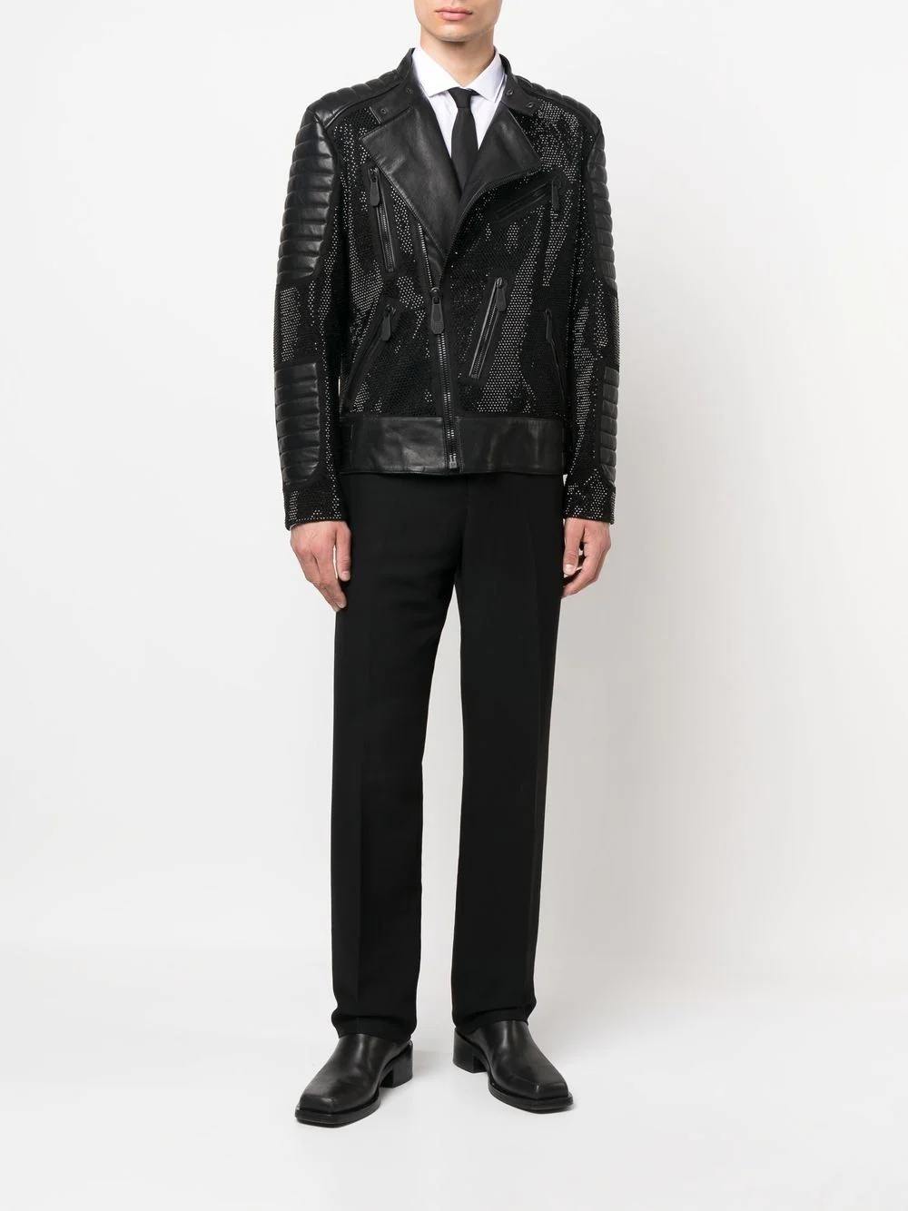 leather disco biker jacket - 2