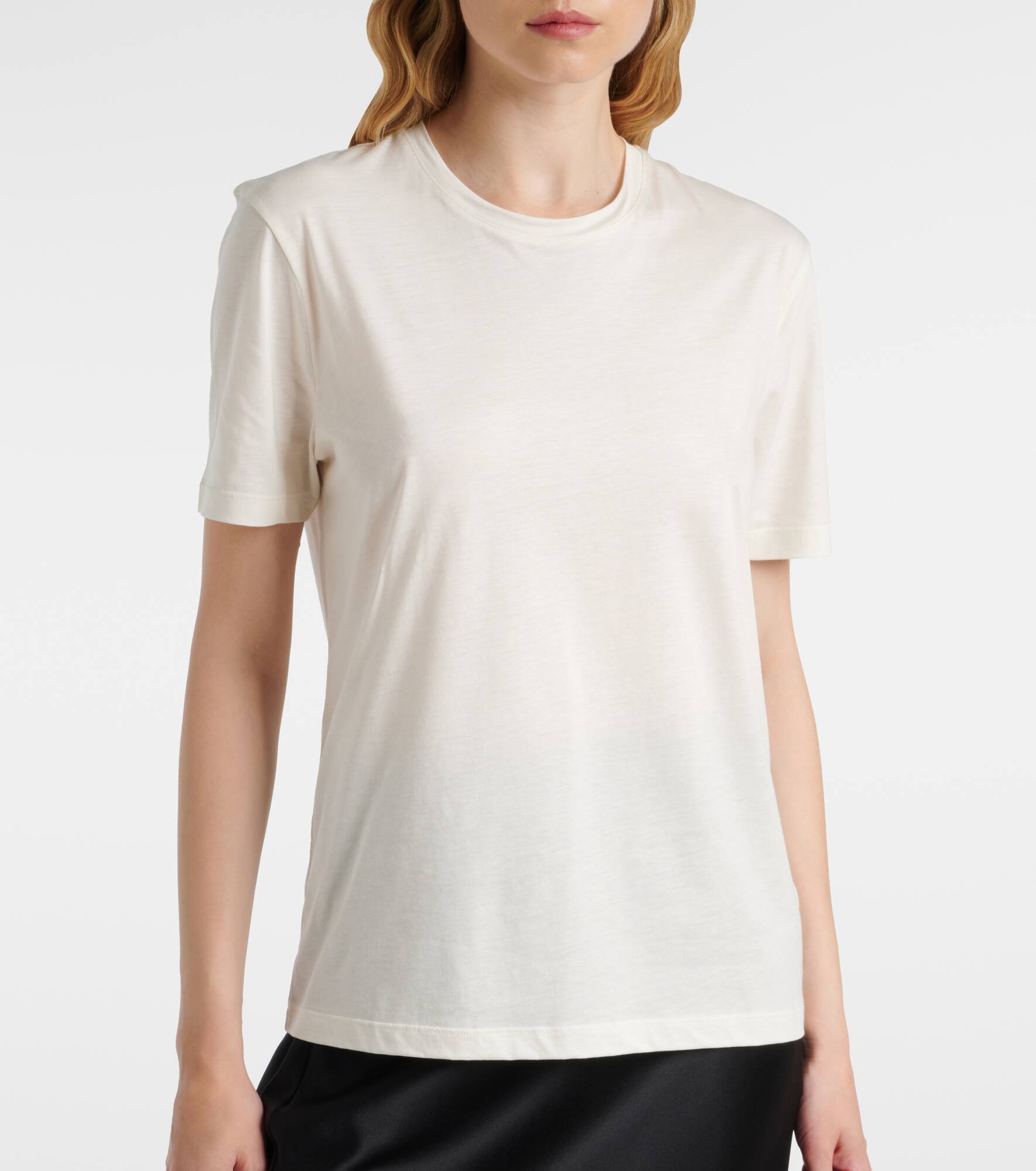 Crewneck cotton and silk T-shirt - 5