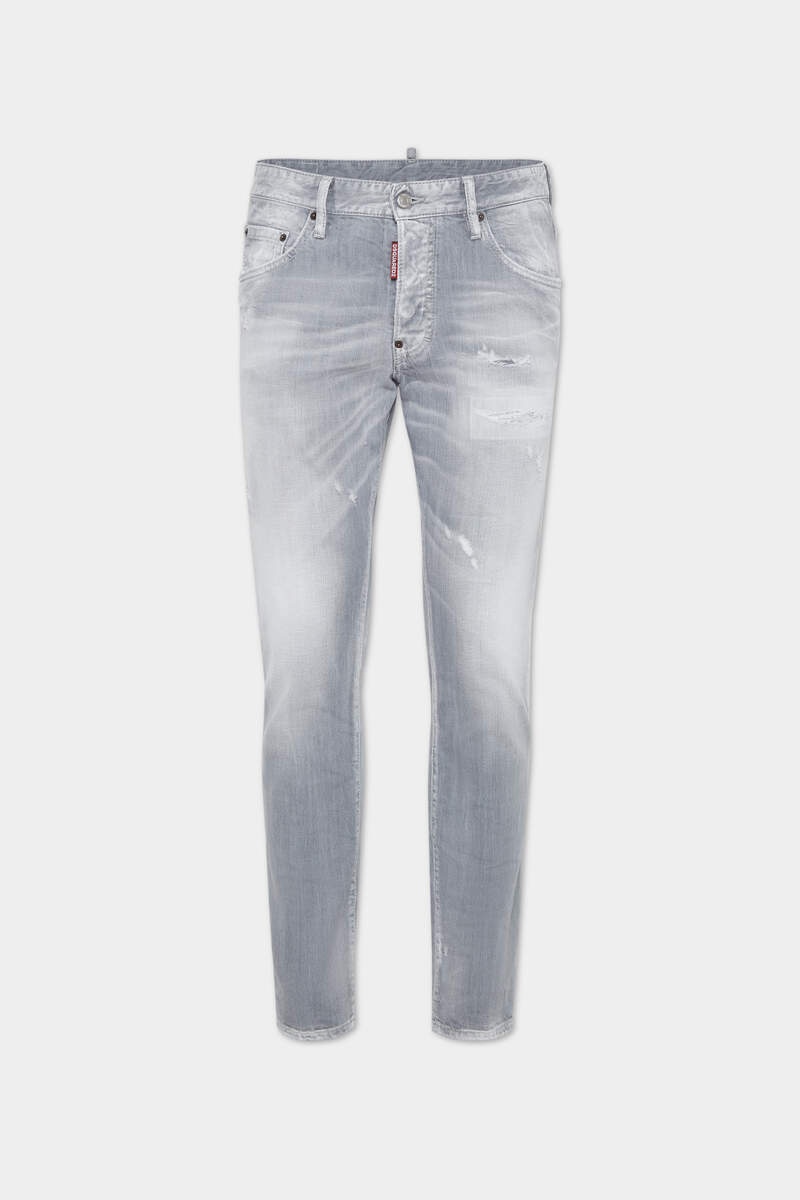BRUSHED GREY WASH SKATER JEANS - 1