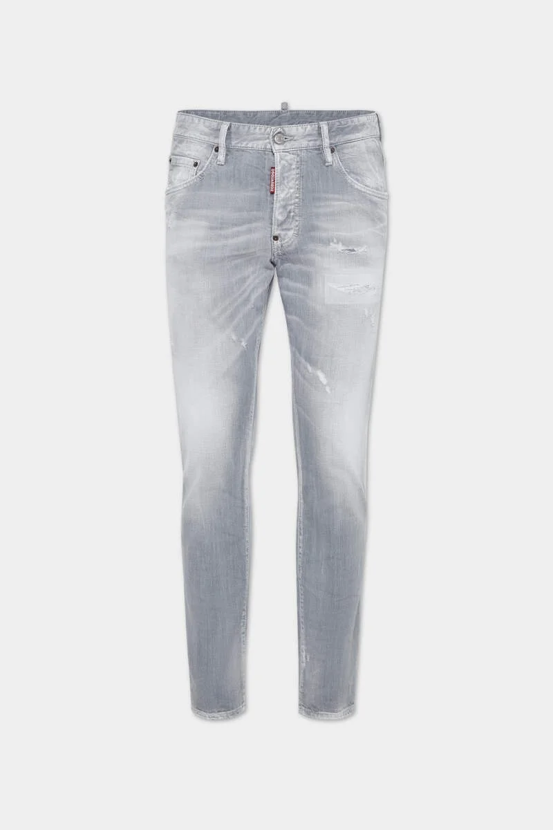 BRUSHED GREY WASH SKATER JEANS - 1