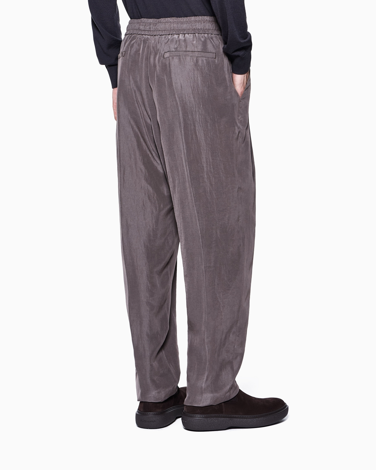 FLAT-FRONT TROUSERS IN FADED LYOCELL CANVAS - 3