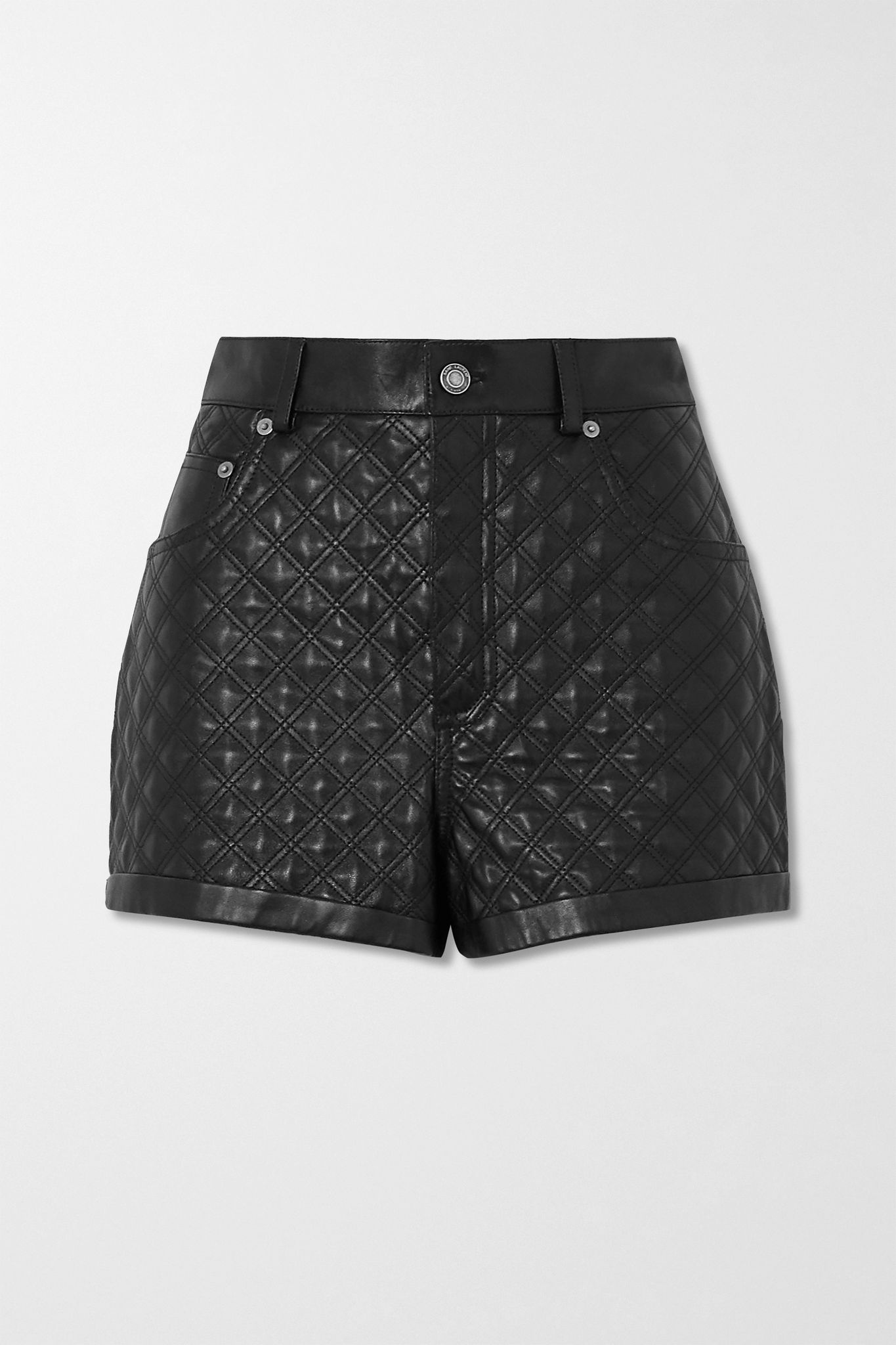 Quilted padded leather shorts - 1