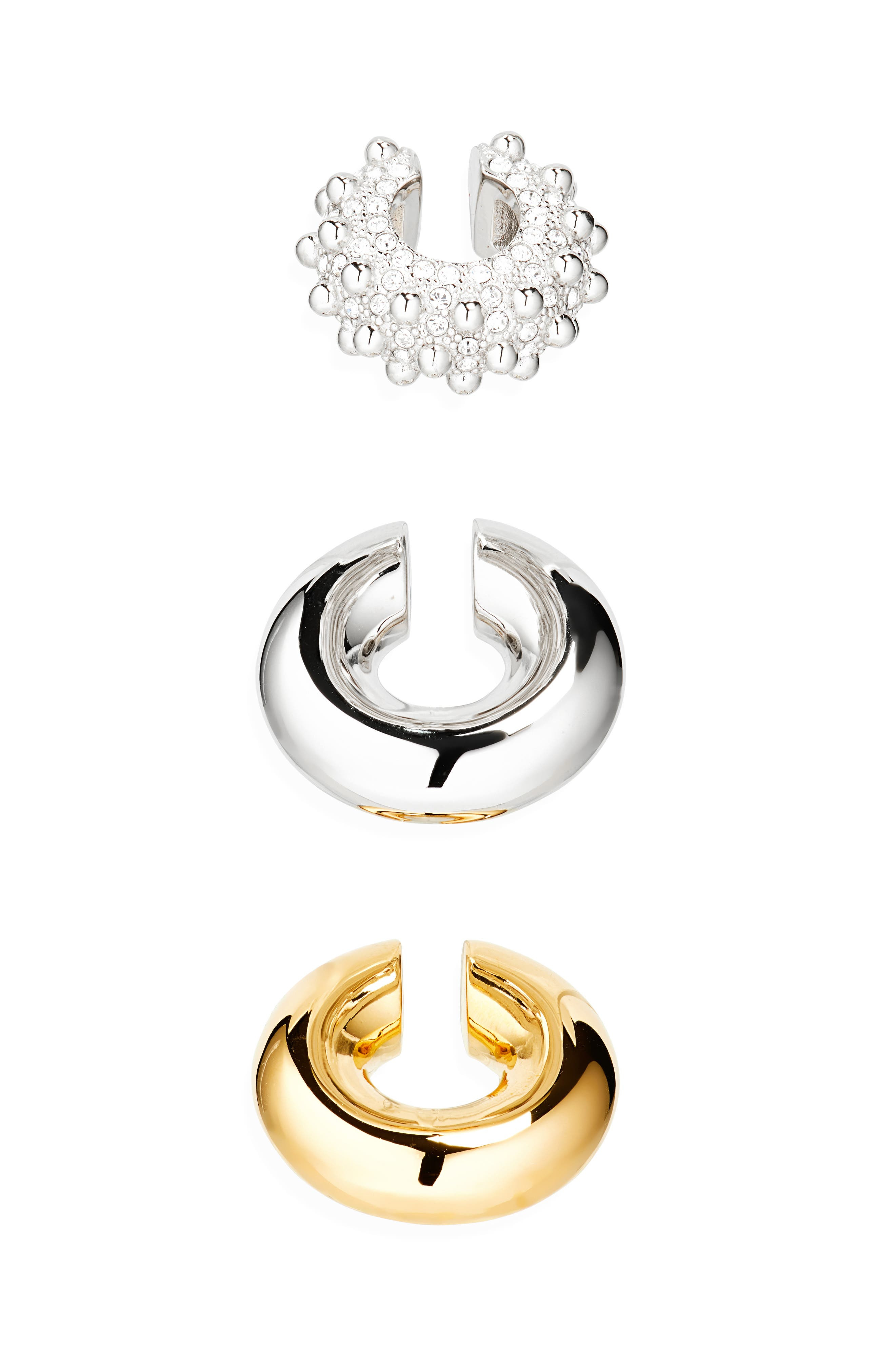Rabanne Set of 3 Assorted Ear Cuffs in Silver /Crystal at Nordstrom - 3
