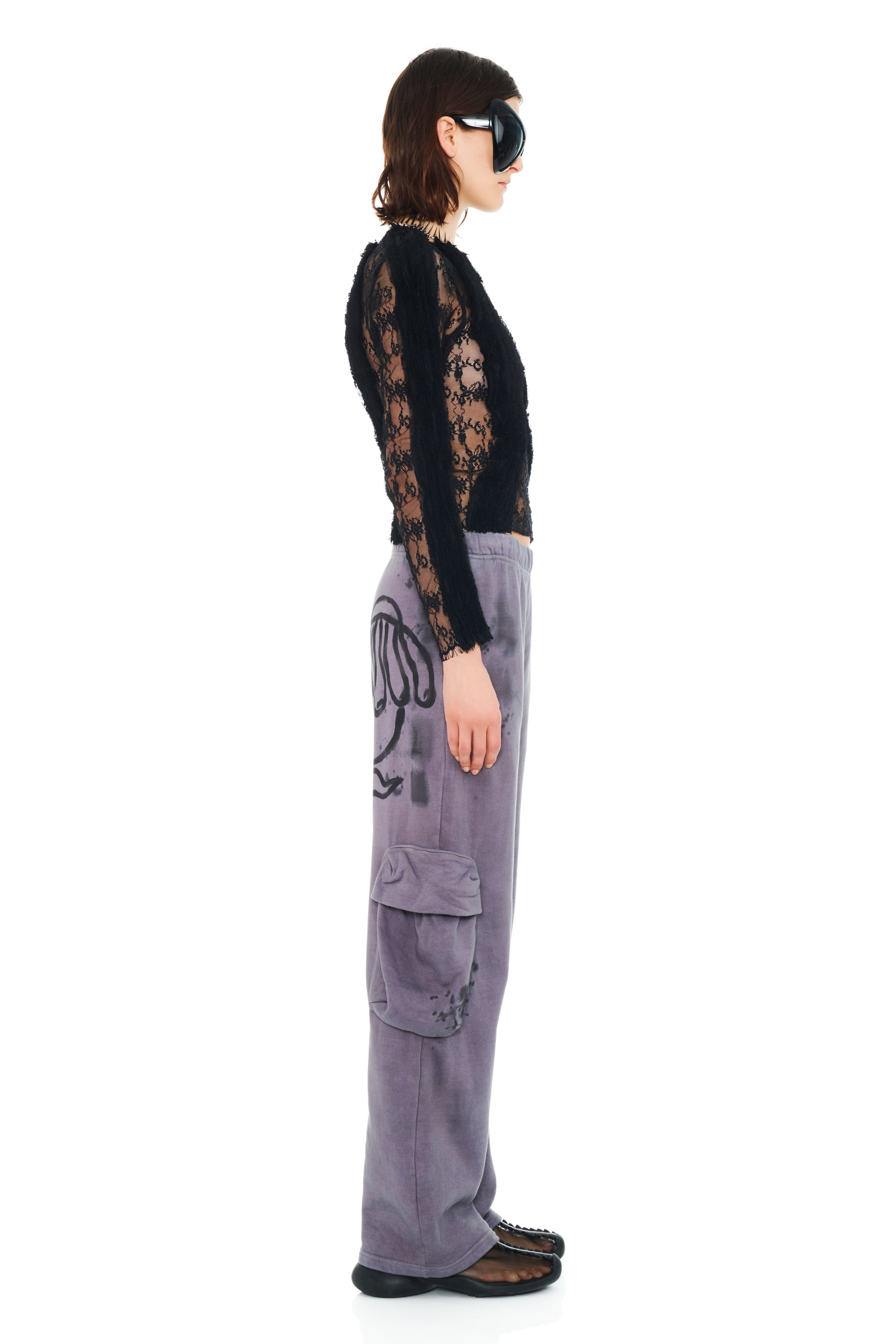 CHARCOAL DAISY CARGO SWEATPANT - 4