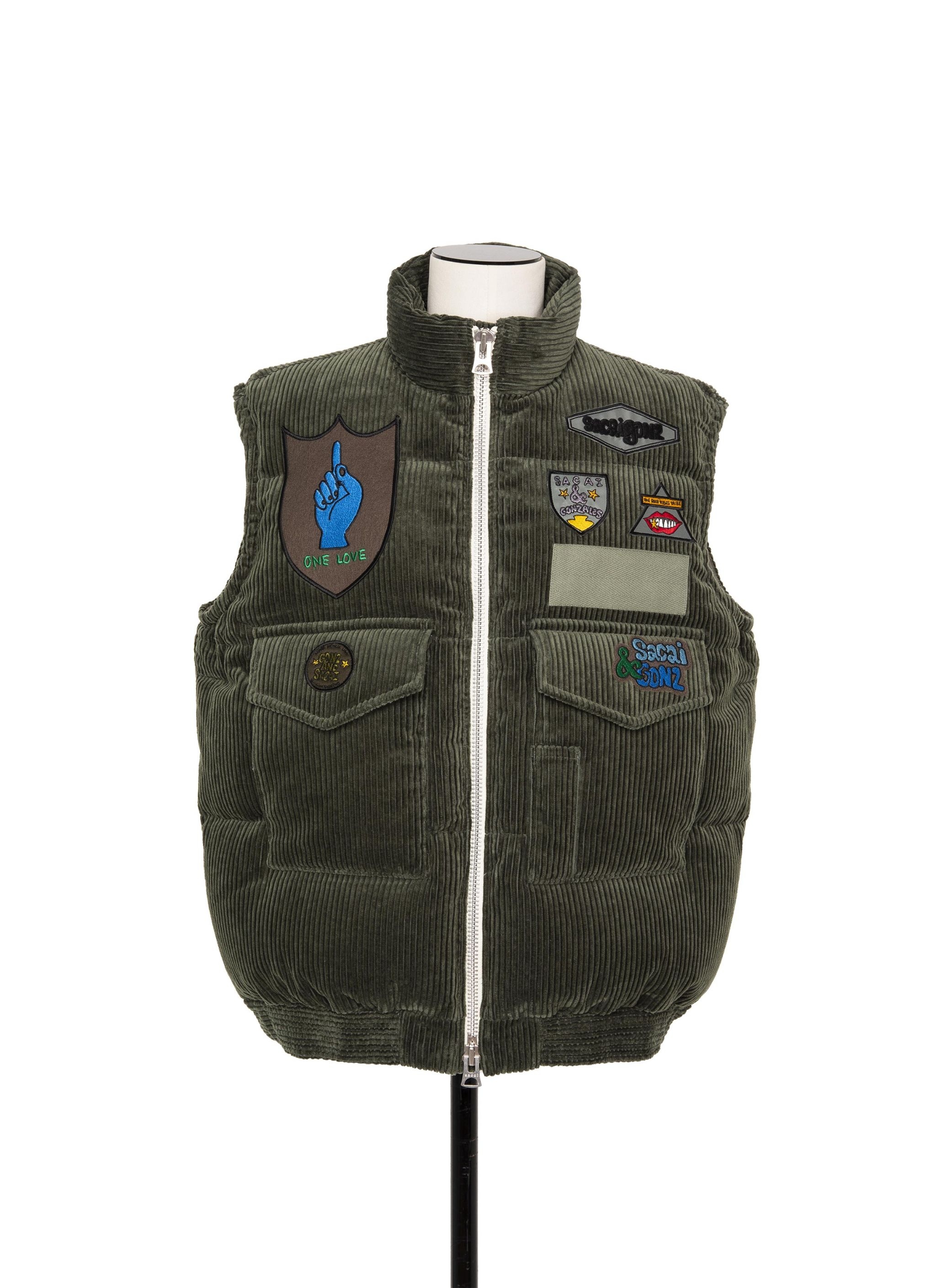 sacai Gonz Multi Patch Corduroy Puffer Vest - 2
