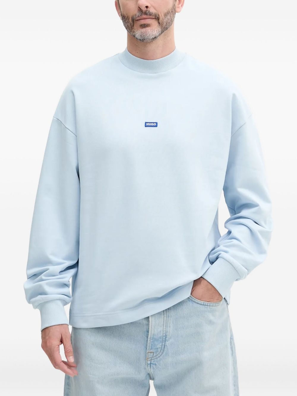 logo-patch cotton sweatshirt - 1