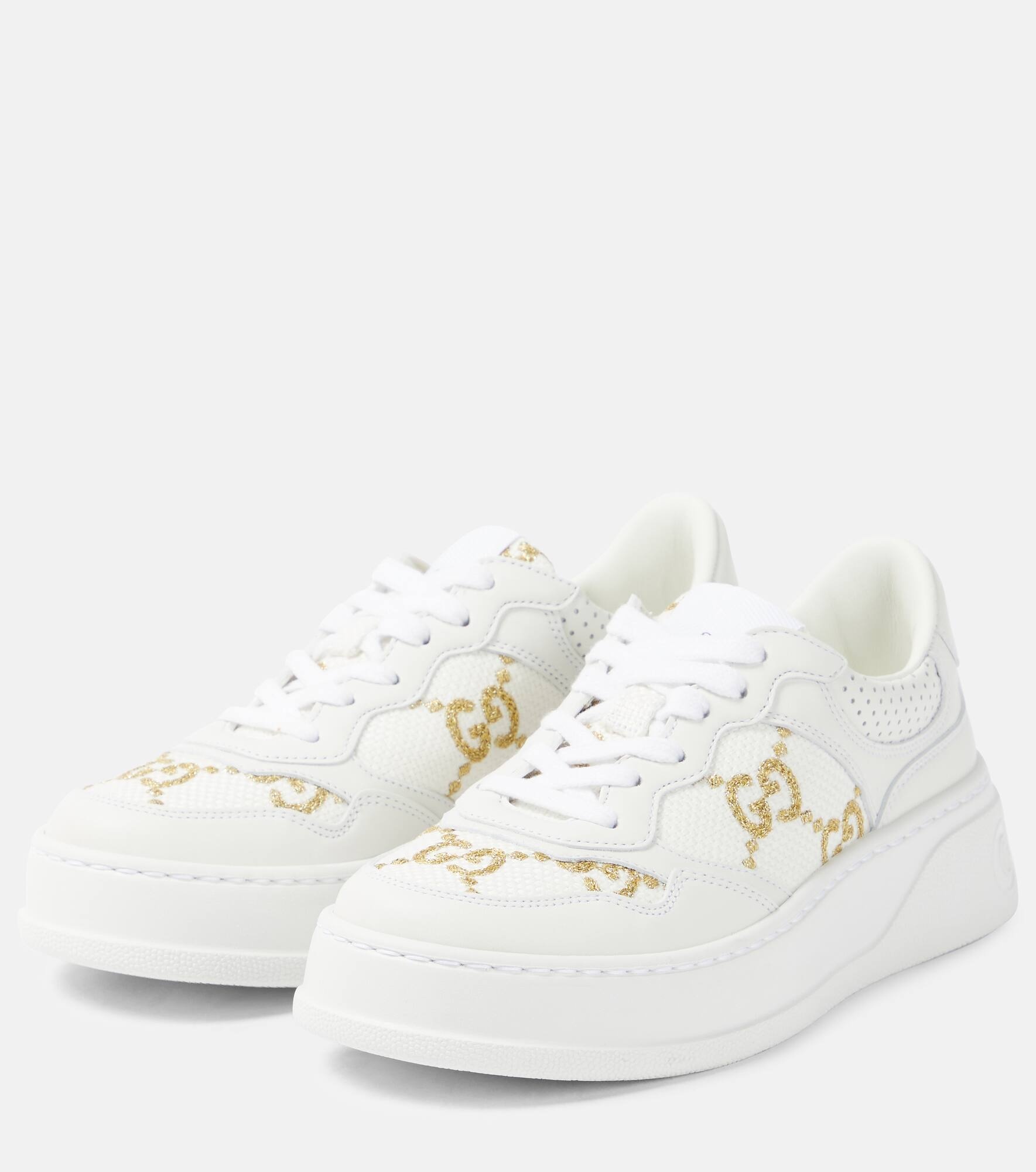GG leather-trimmed sneakers - 5