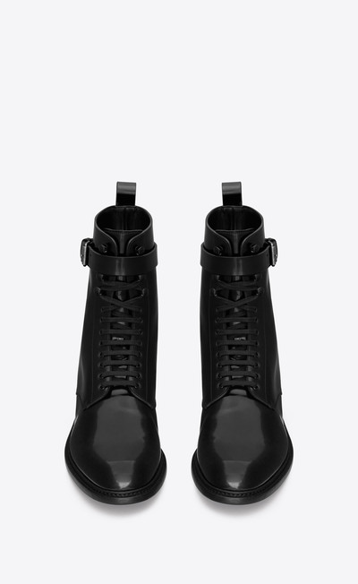 SAINT LAURENT army laced boots in glazed leather outlook