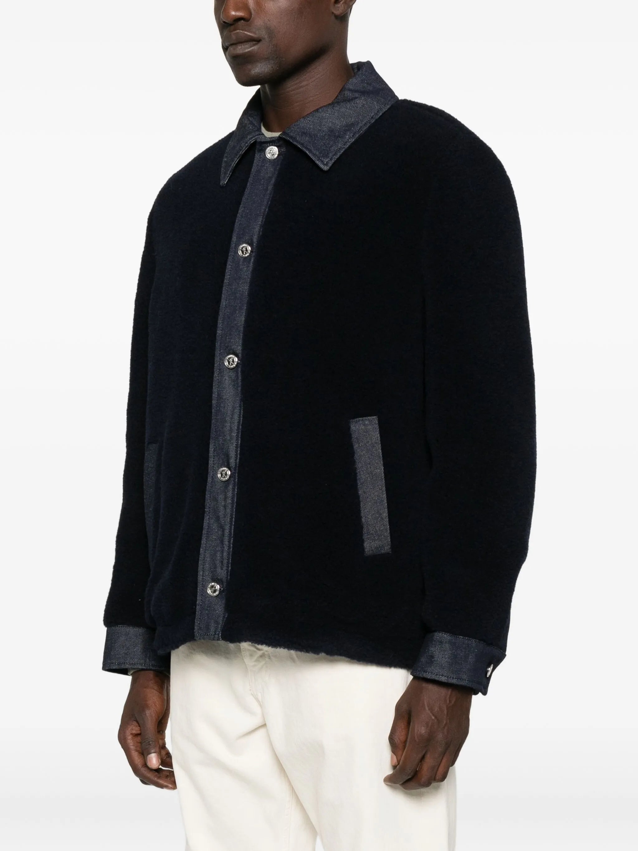 A.p.c. Will Fleece Denim-panel Jacket - 5