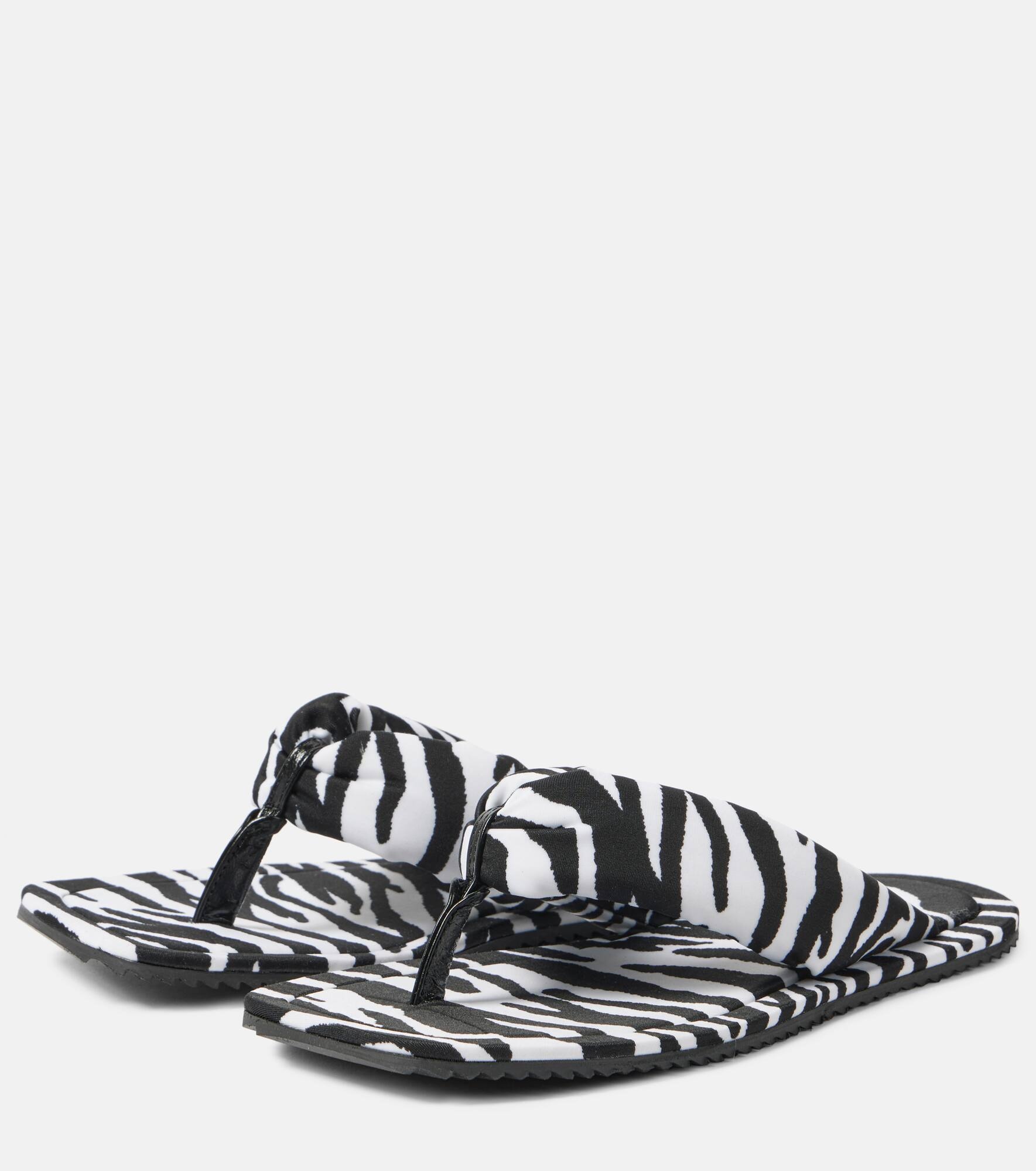 Indie zebra-print satin thong sandals - 5