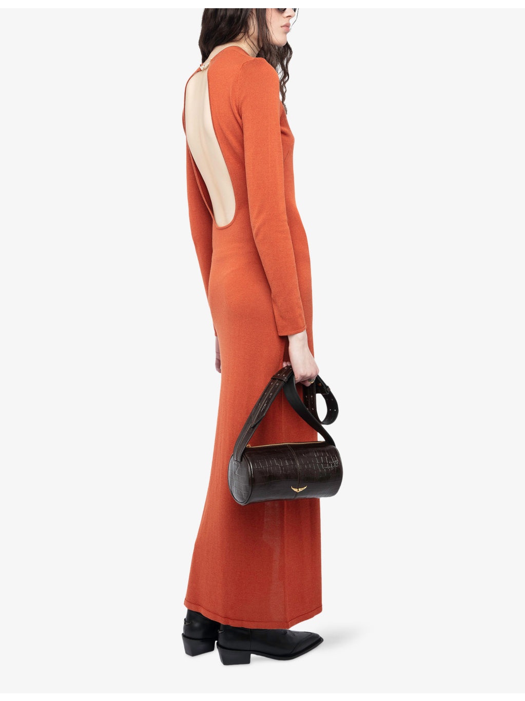Sarra Wing-Embellished Long-Sleeve Cotton-Blend Maxi Dress - 4