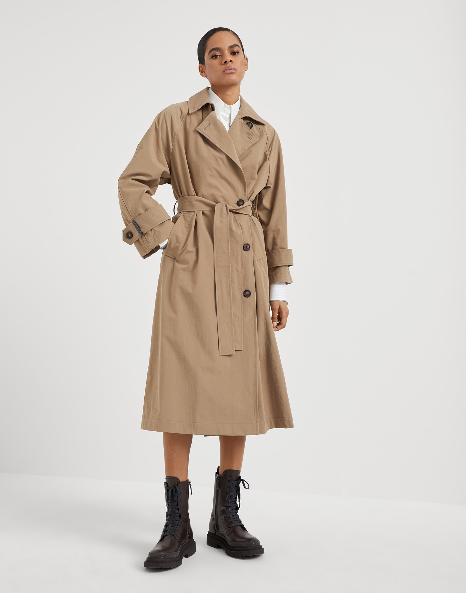 Techno canvas trench with shiny cuff details - 1