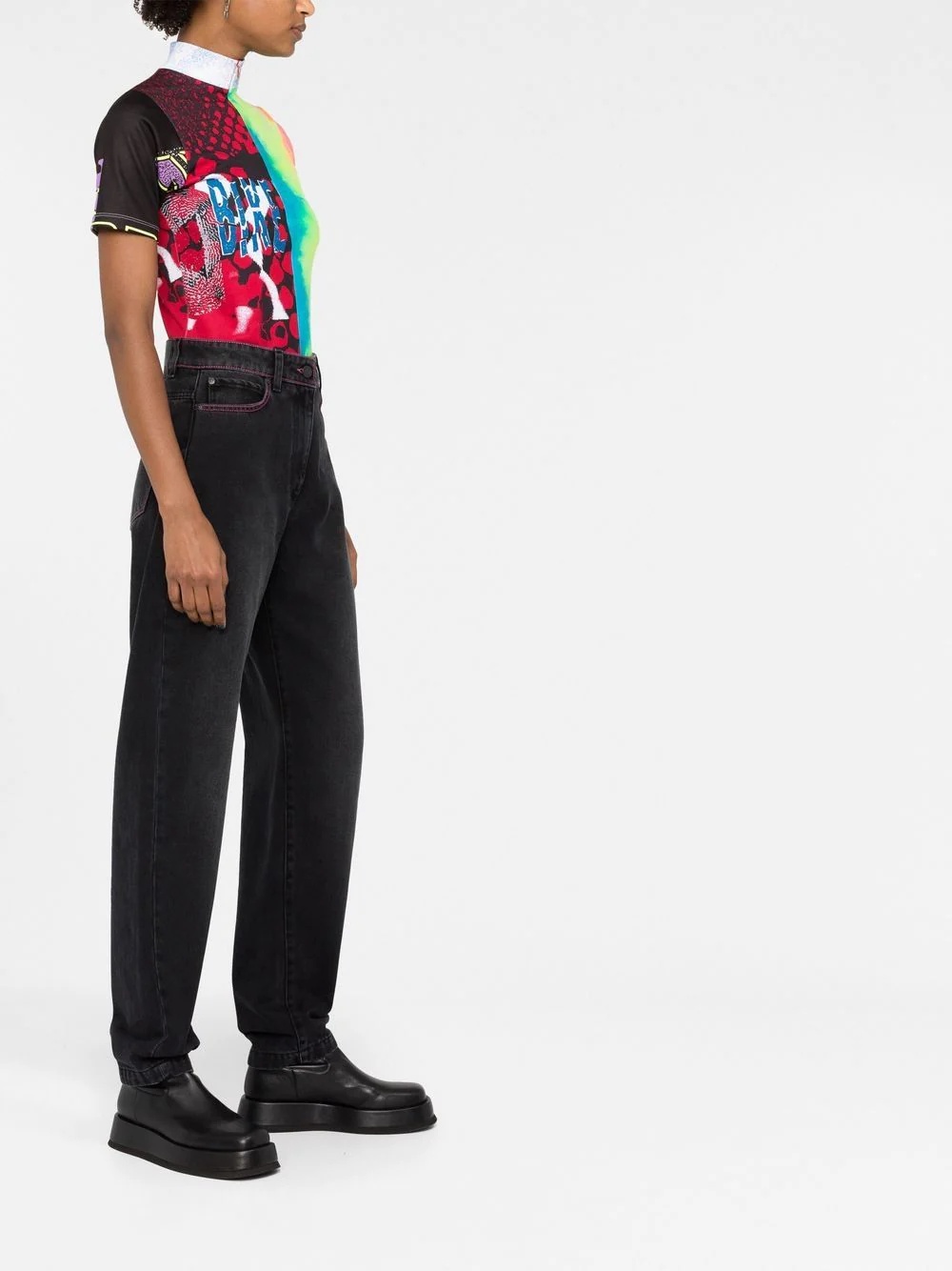 barrel-leg high waisted jeans - 6