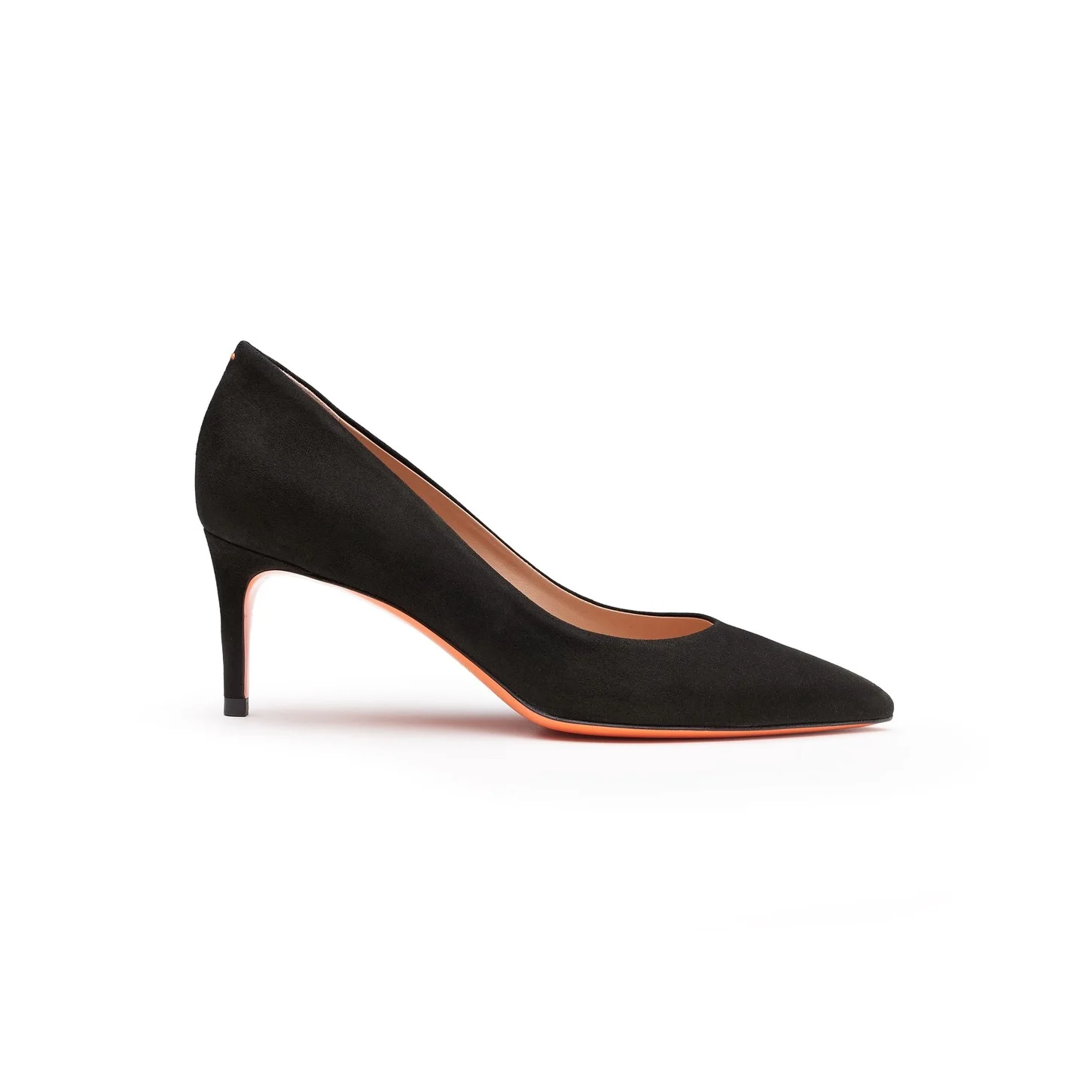 Women's black suede mid-heel pump - 1