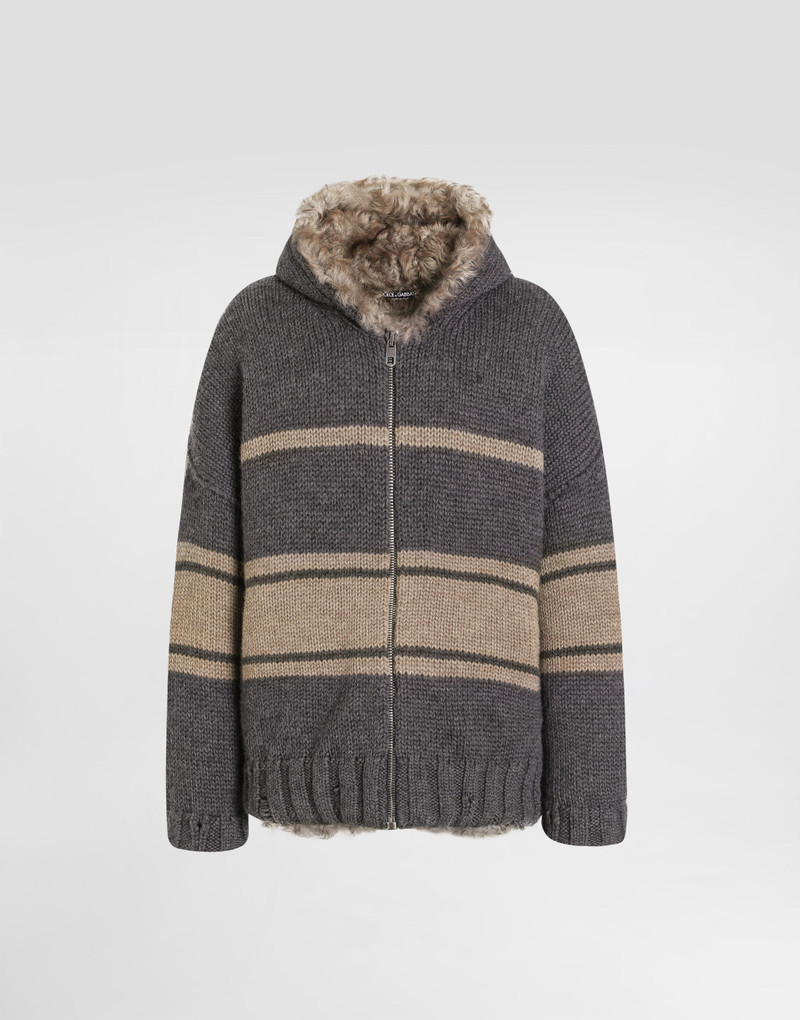 Knitted jacket with fur 1