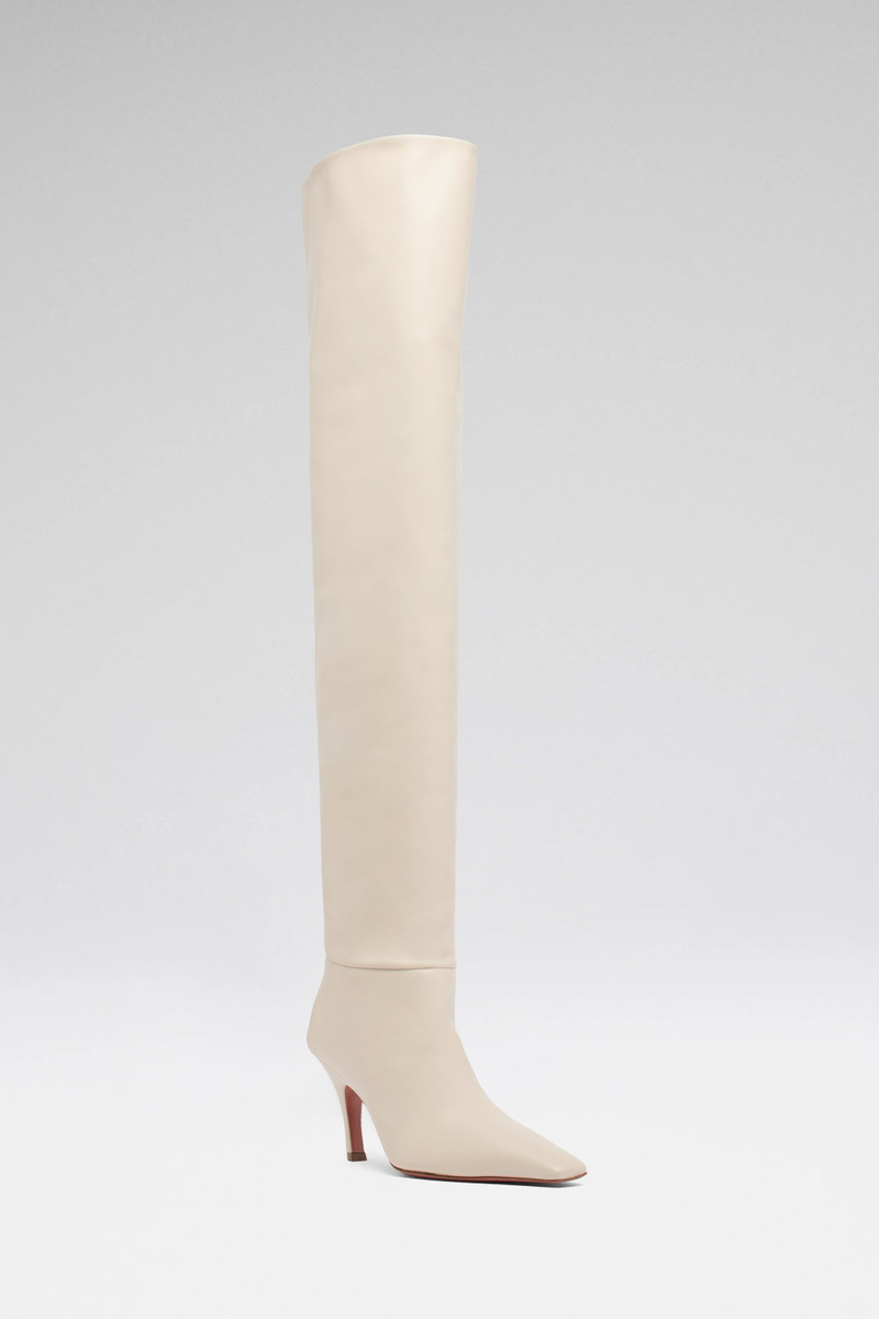 Amina Muaddi JAMIE THIGH HIGH 80 ALMOND CALF outlook