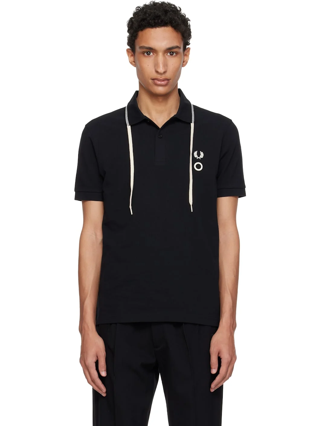 Black Fred Perry Edition Drawcord Collar Polo - 1