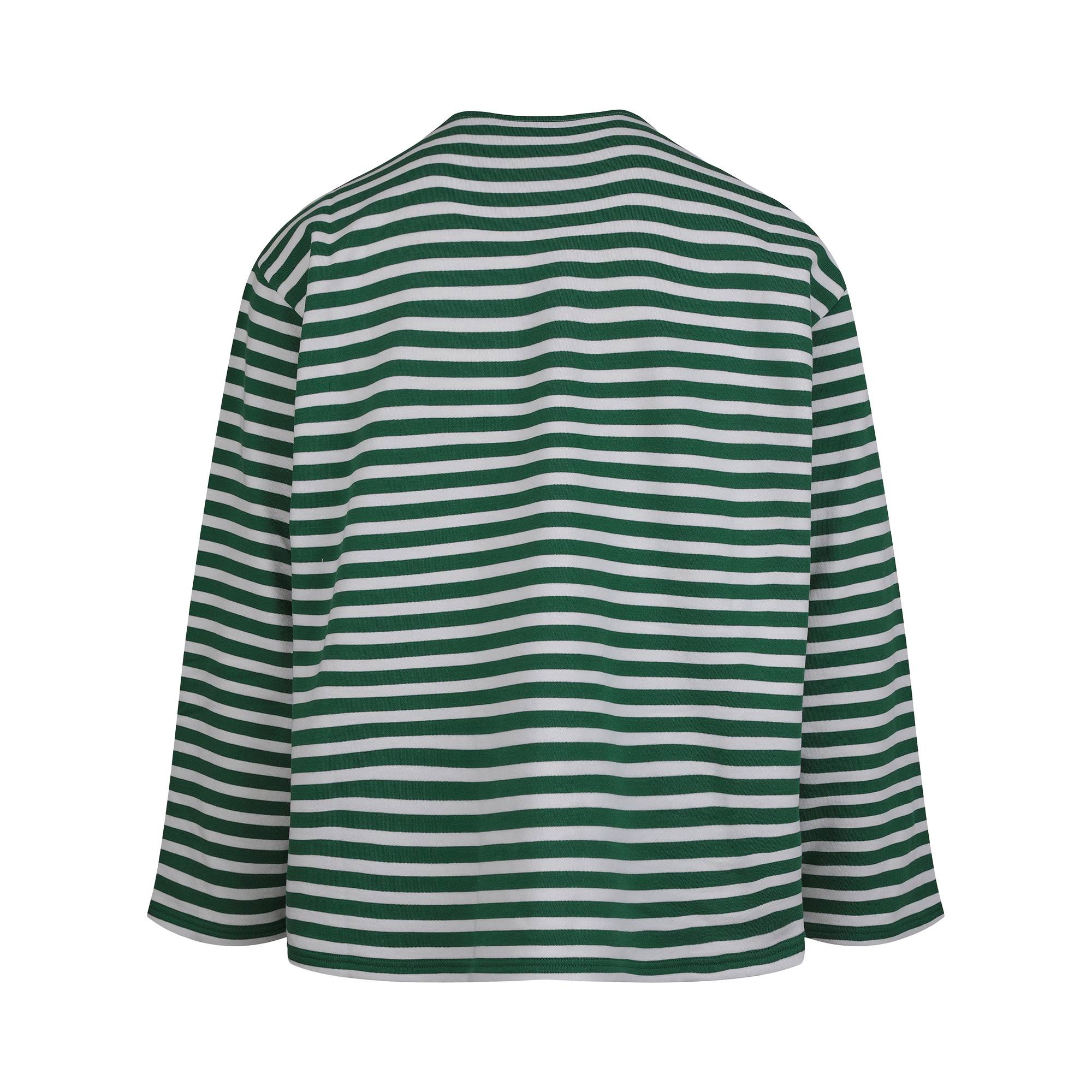 Palm Angels Bear Stripes Breton Long-SleeveTee 'Green/White' - 2