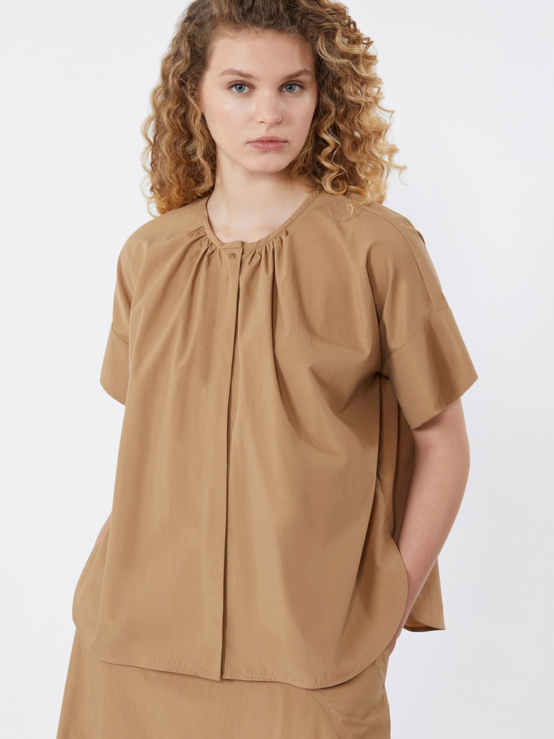 EDUCATA Cotton poplin crew-neck shirt - TOBACCO 5