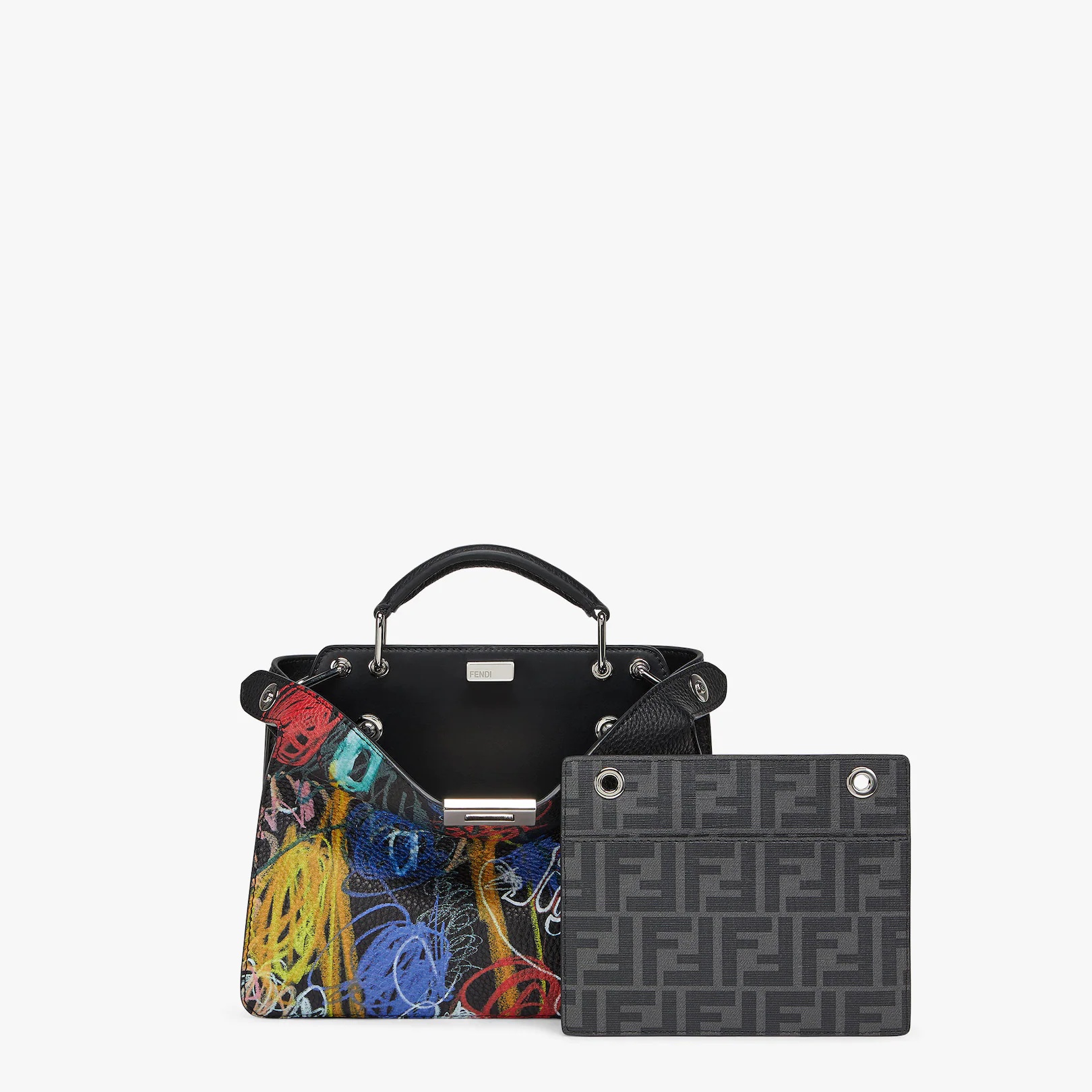 Leather bag with multicolor print - 2