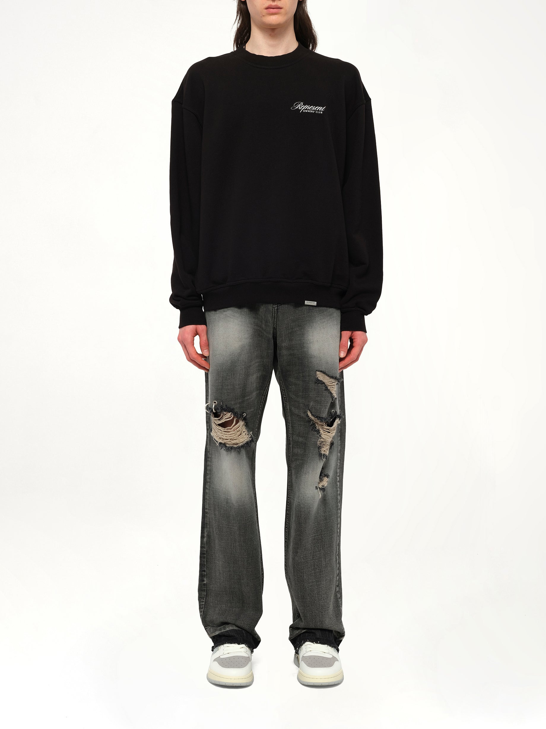 Represent Owners Club Script Sweater in Black - 7