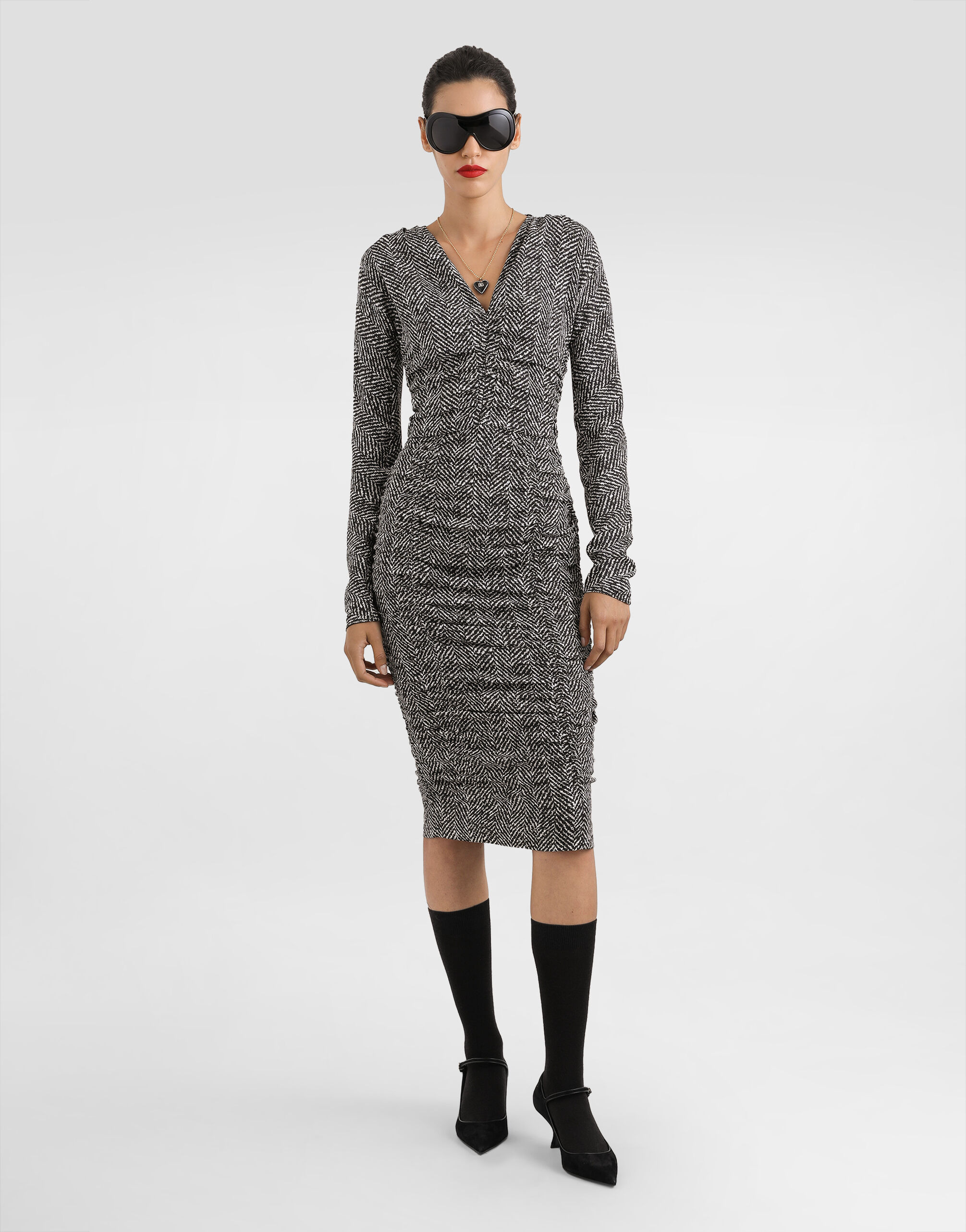 Chevron print cady midi dress - 2
