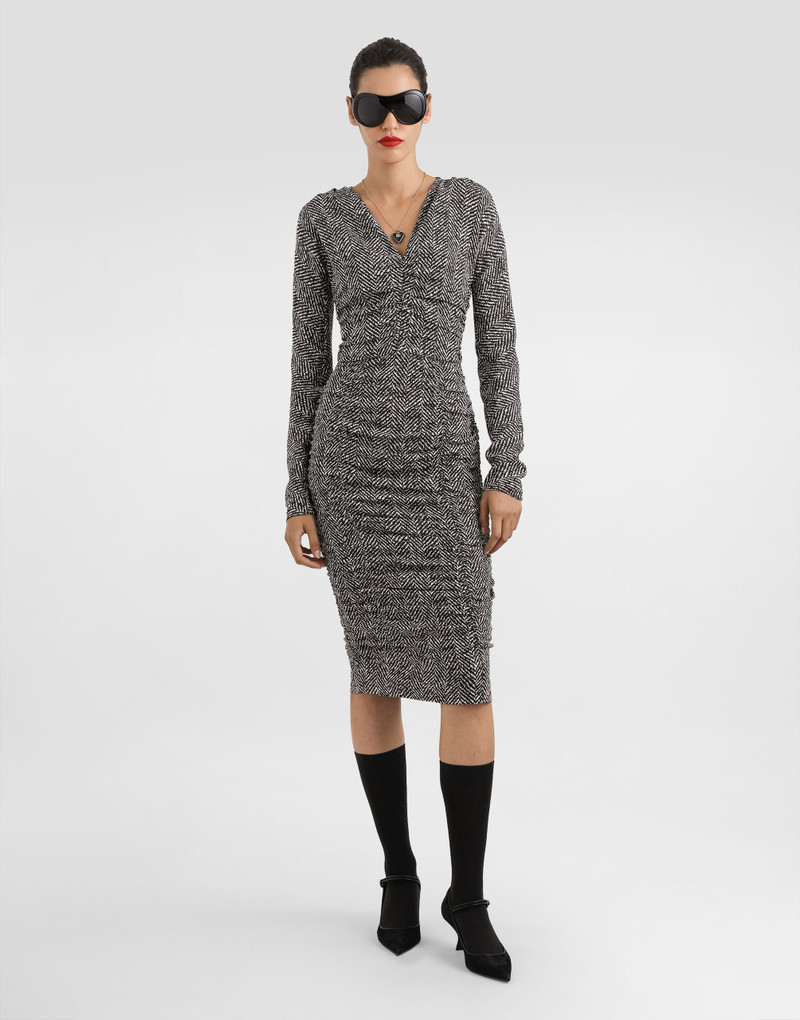 Dolce & Gabbana Chevron print cady midi dress outlook