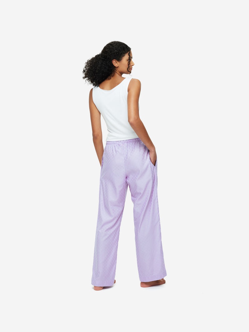 Women's Lounge Trousers Kate 7 Cotton Jacquard Lilac - 4