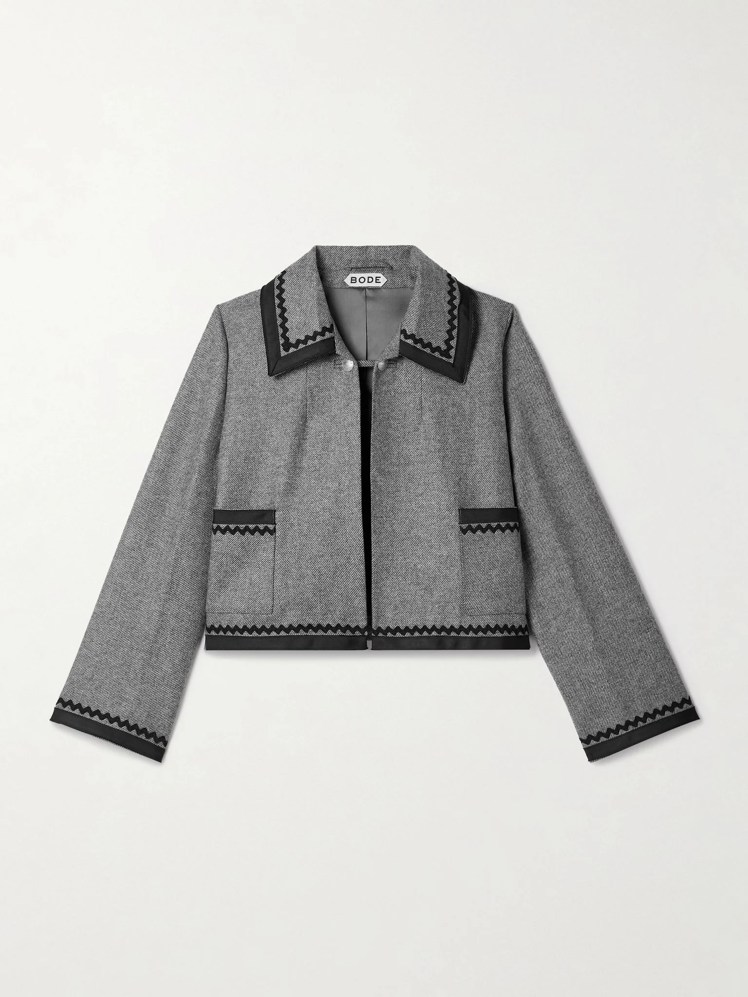 Dovecote cropped cotton twill-trimmed wool-twill jacket Gray - 1